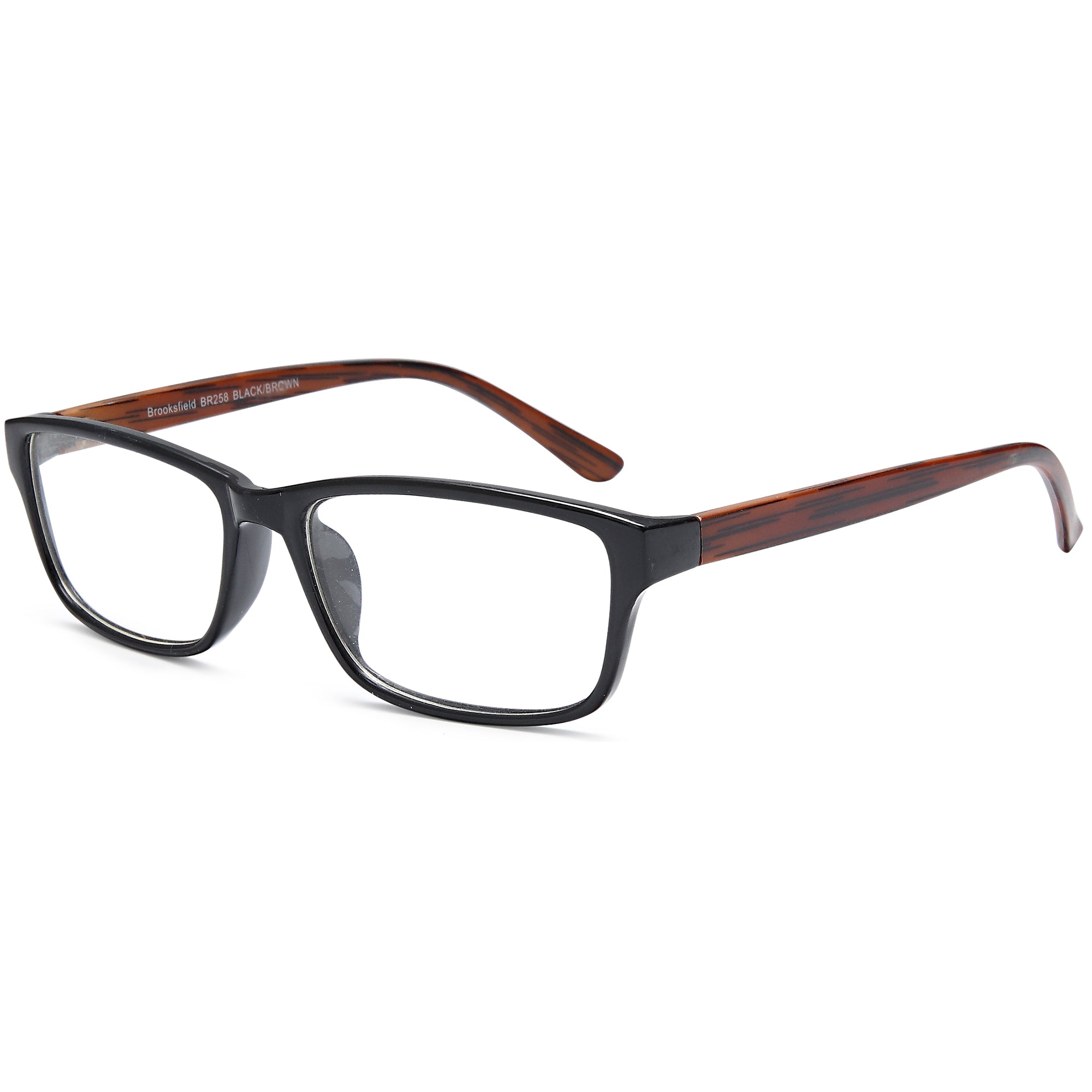 Brooksfield BR258 Black/Brown Square Plastic Glasses – Unisex Full Rim Eyewear