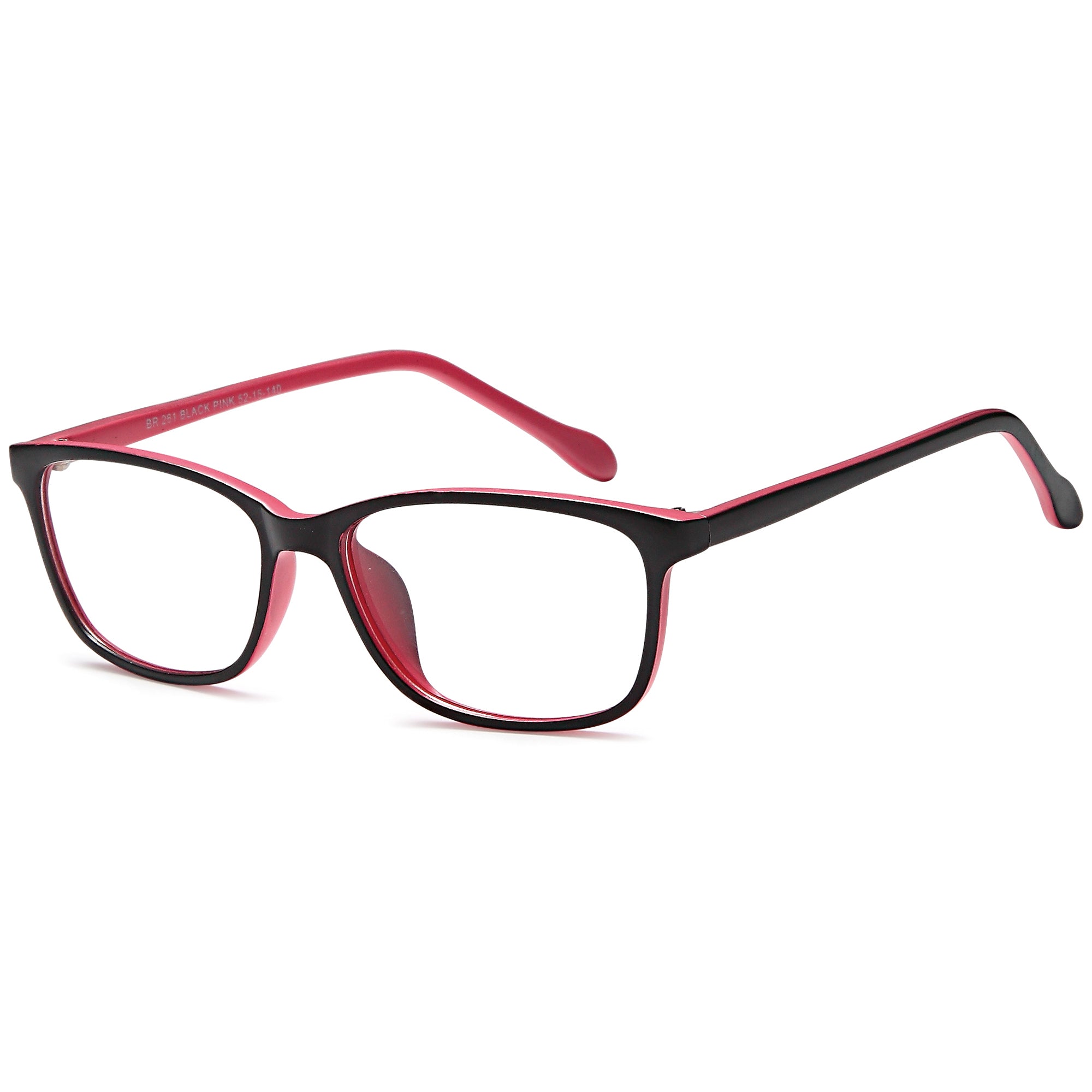 Brooksfield BR261 Black/Pink Square Plastic Glasses – Women Full Rim Eyewear