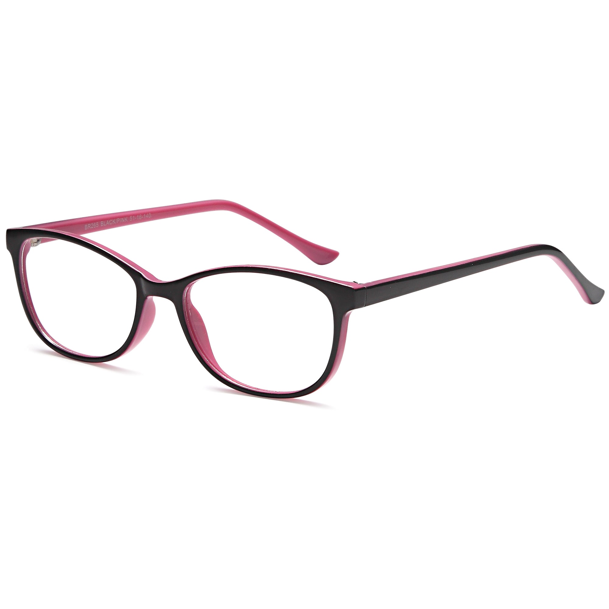 Brooksfield BR265 Black/Pink Square Plastic Glasses – Women Full Rim Eyewear