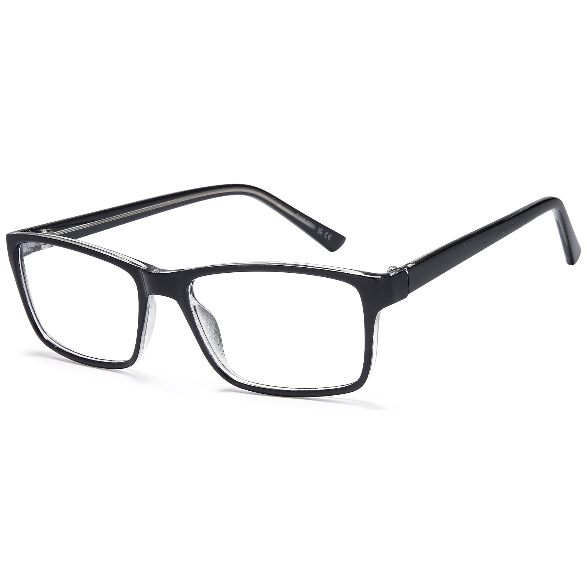 Carlton CAR07 Black/Crystal Square Plastic Glasses – Men Full Rim Eyewear