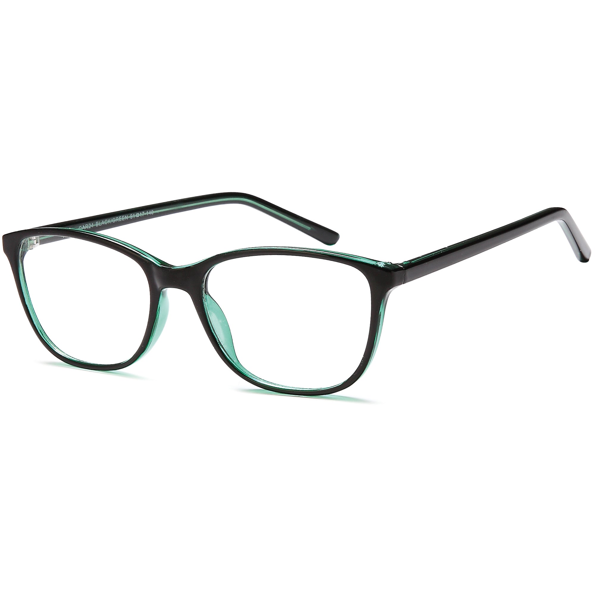 Carlton CAR24 Black/Green Square Plastic Glasses – Women Full Rim Eyewear
