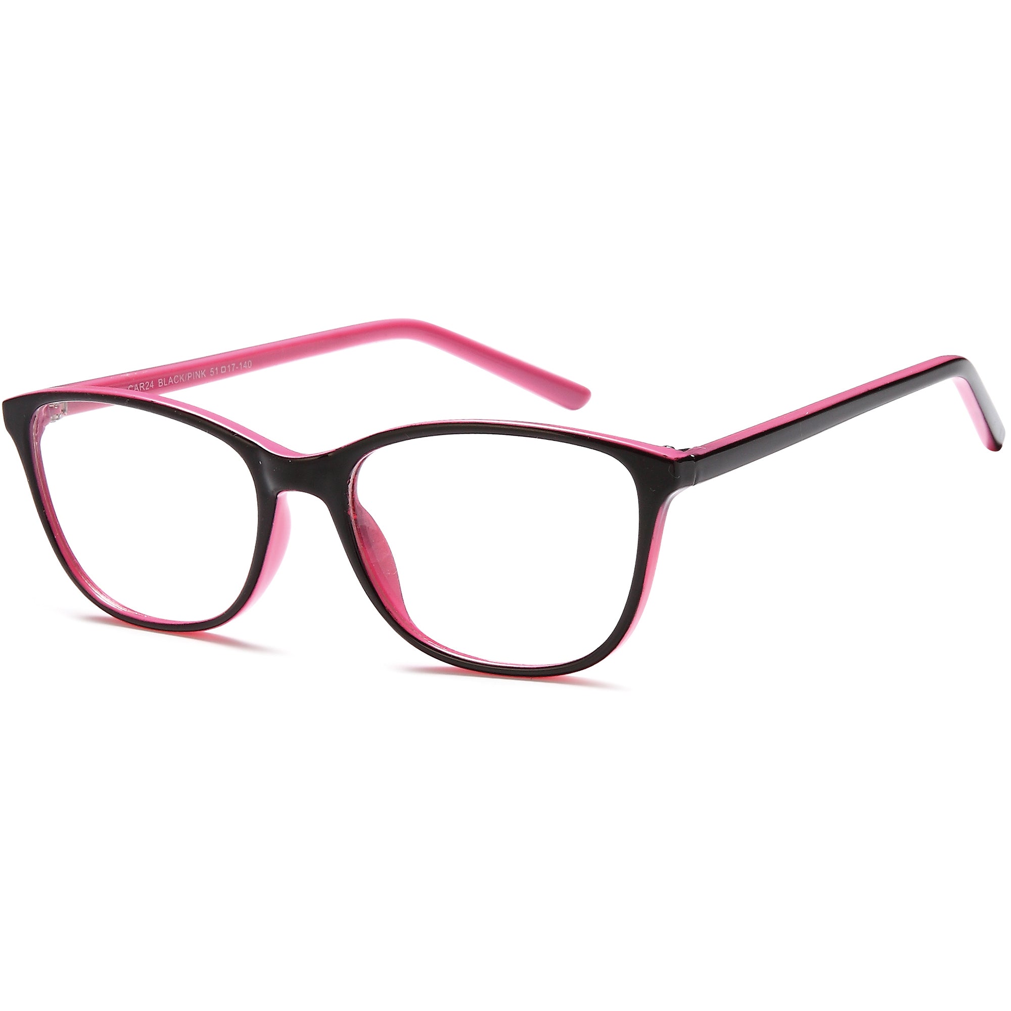 Carlton CAR24 Black/Pink Square Plastic Glasses – Women Full Rim Eyewear
