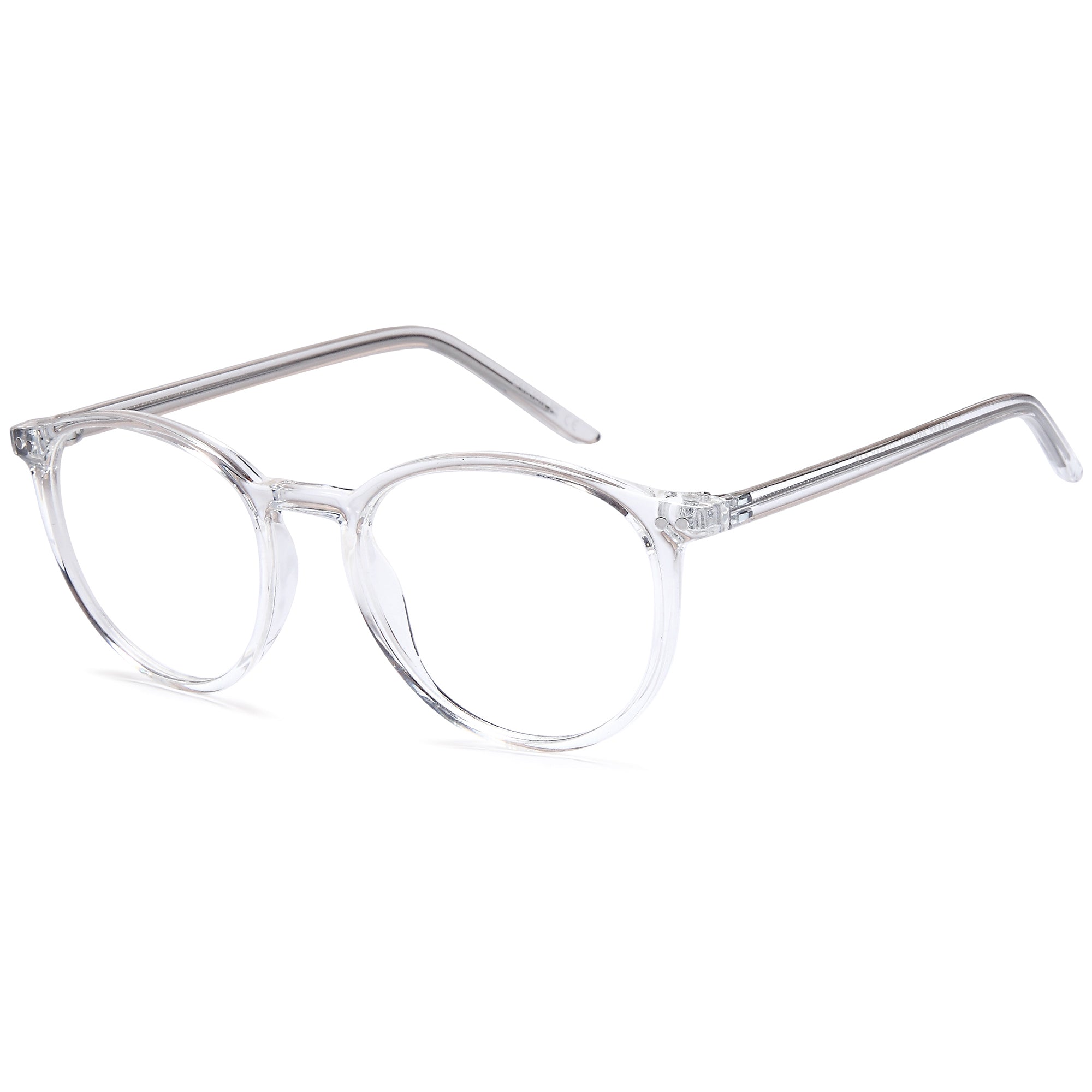 Carlton CAR28 Crystal Round Plastic Glasses – Unisex Full Rim Eyewear
