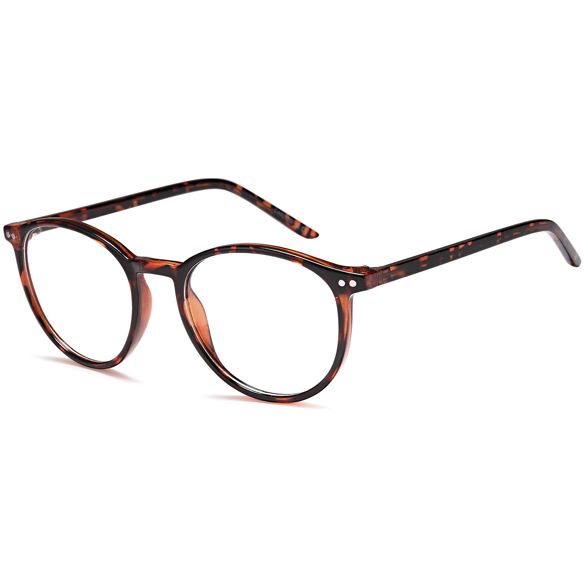 Carlton CAR28 Havana Round Plastic Glasses – Unisex Full Rim Eyewear