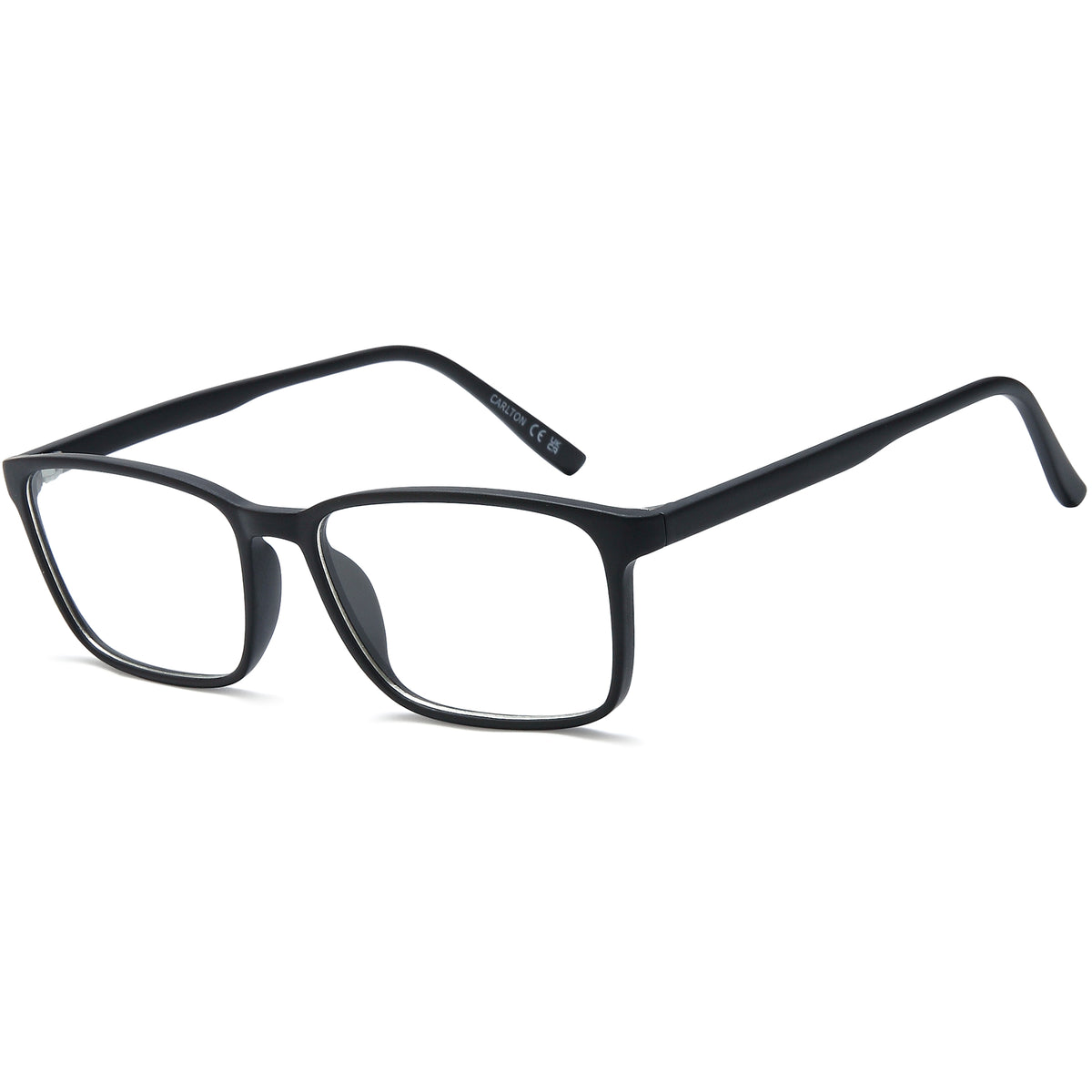 CARLTON CAR45 Black Square Plastic Glasses – Unisex Full Rim Eyewear