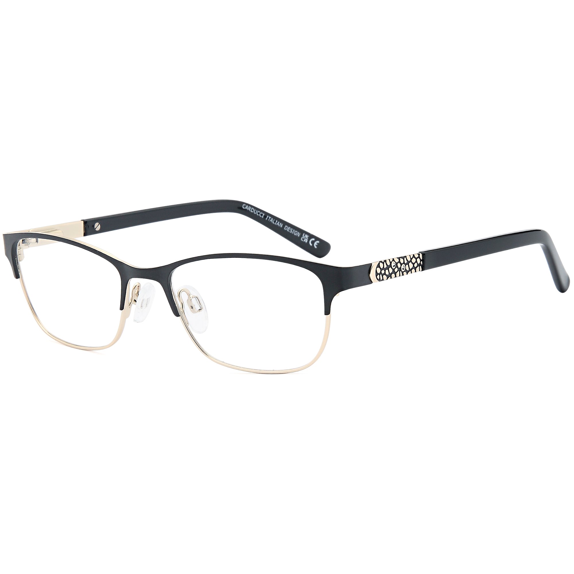 Carducci CD7172 Black Square Metal Glasses – Women Full Rim Eyewear