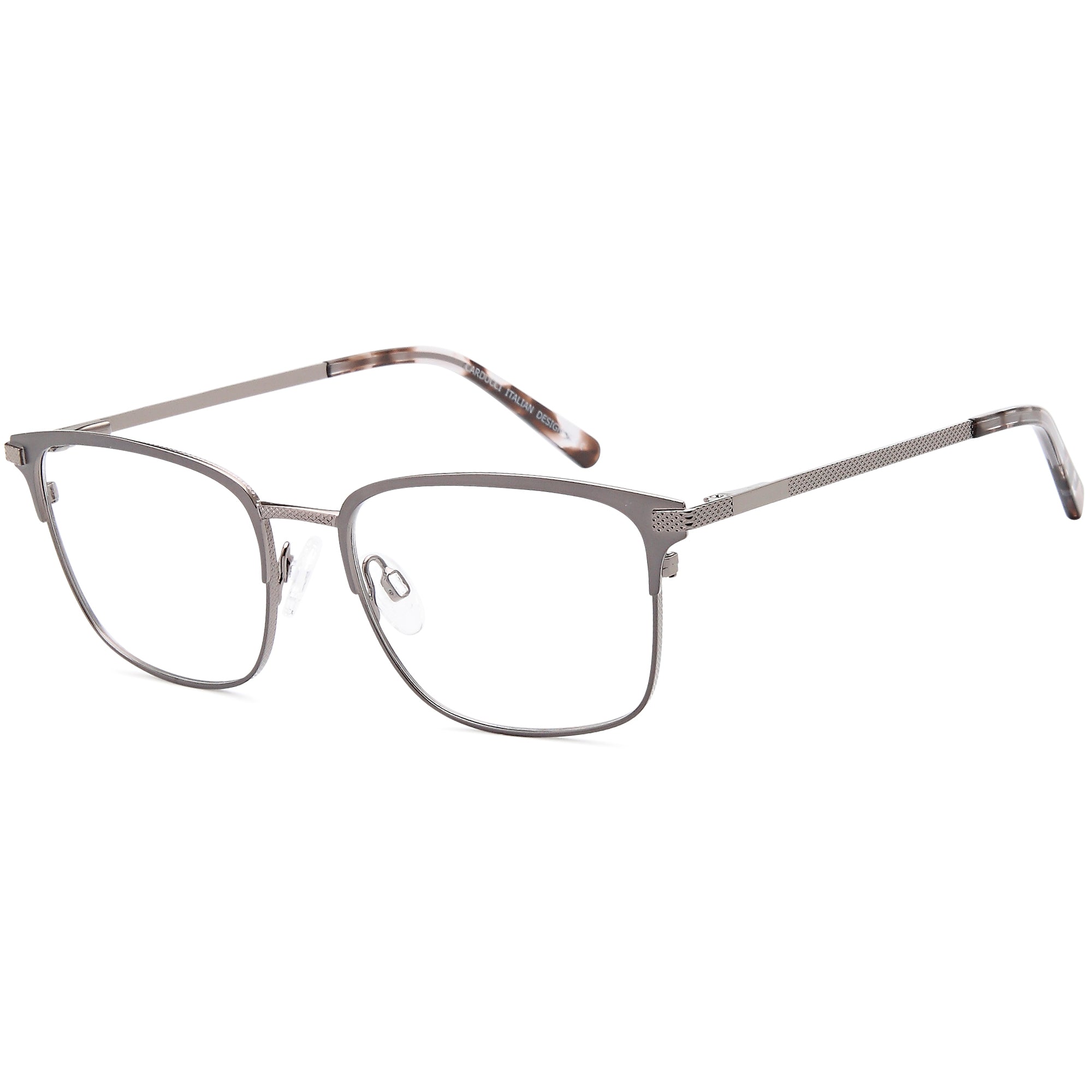 Carducci CD7174 Gun Square Metal Glasses – Men Full Rim Eyewear