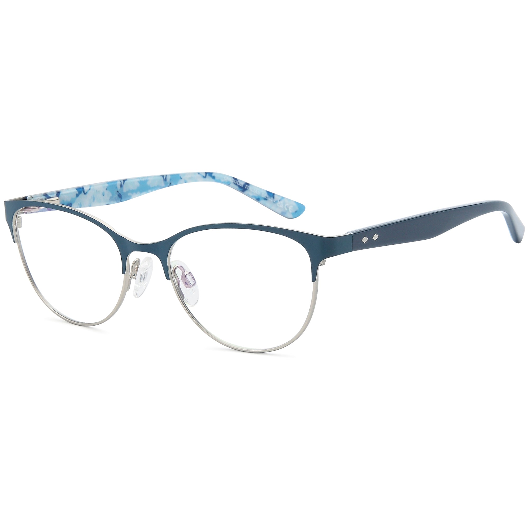 Carducci CD7180 Blue Square Metal Glasses – Women Full Rim Eyewear