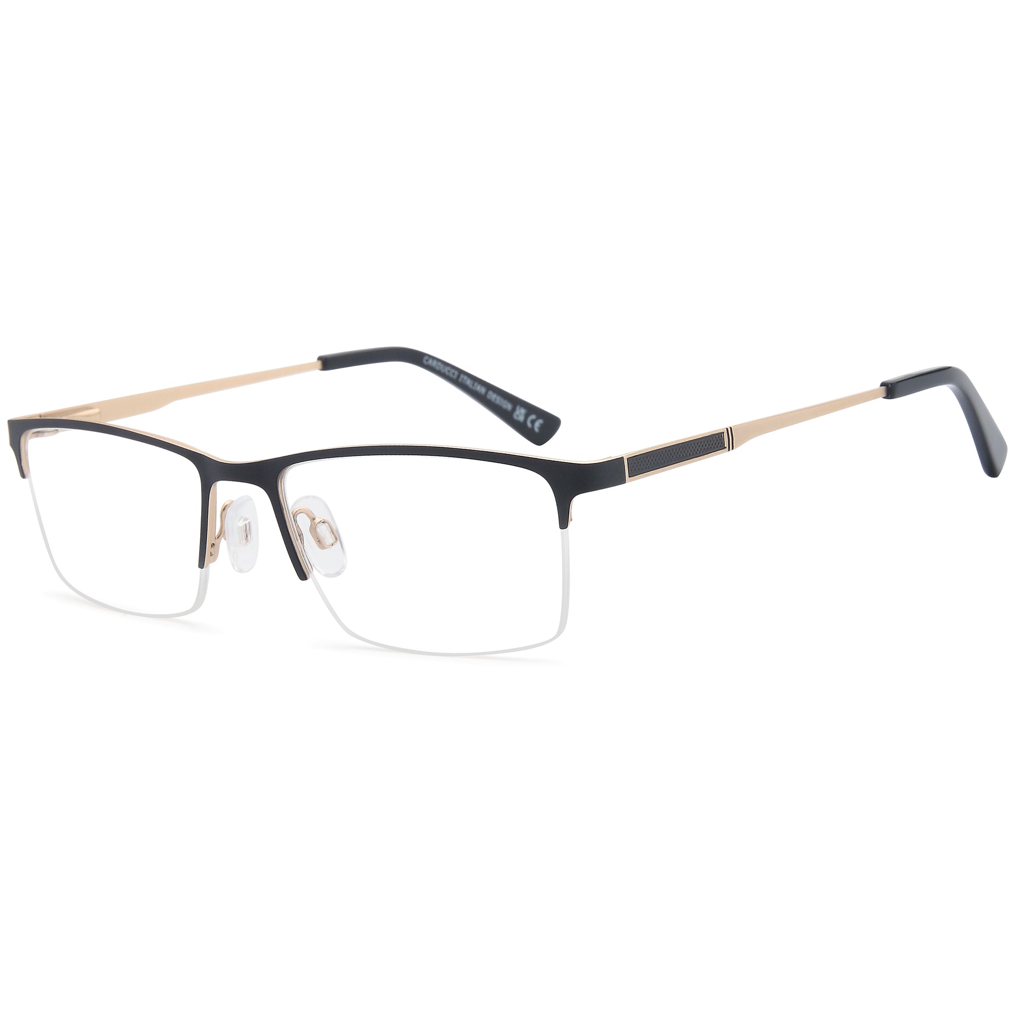 Carducci CD7184 Black Square Metal Glasses – Men Full Rim Eyewear