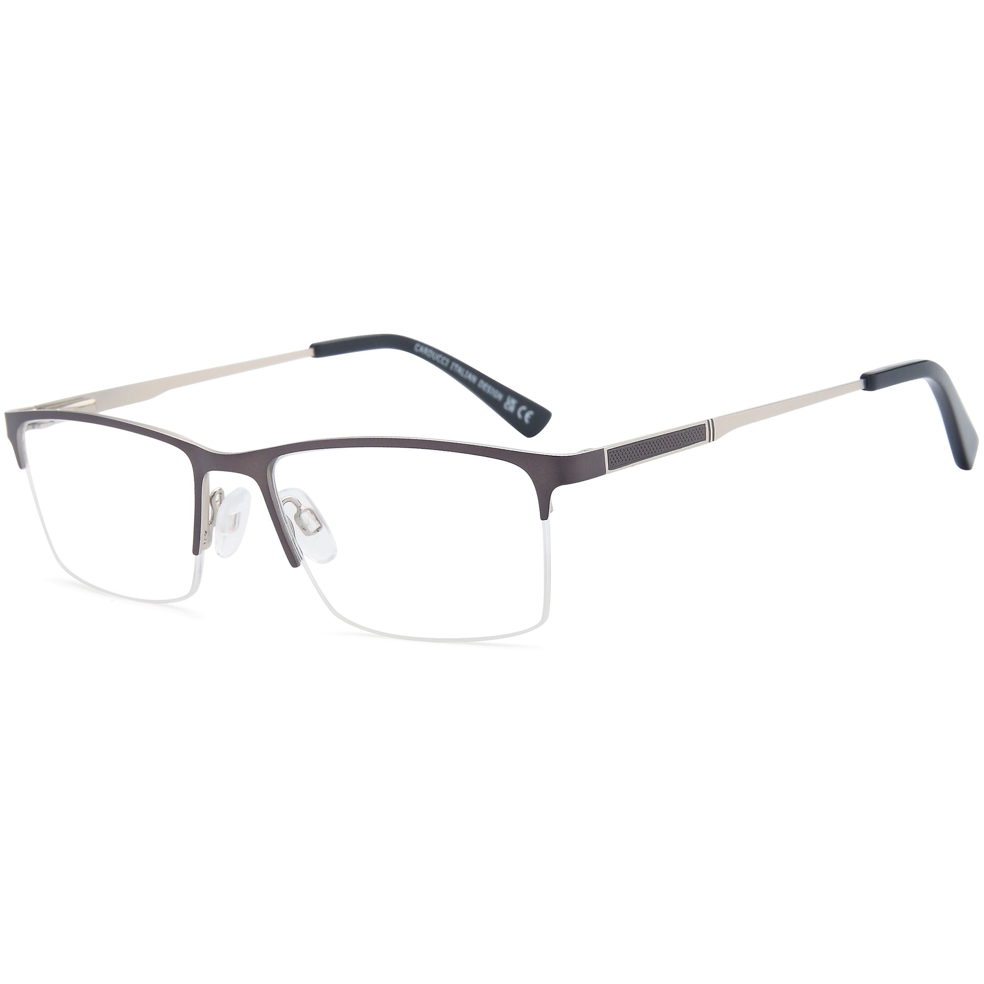 Carducci CD7184 Gun Square Metal Glasses – Men Full Rim Eyewear