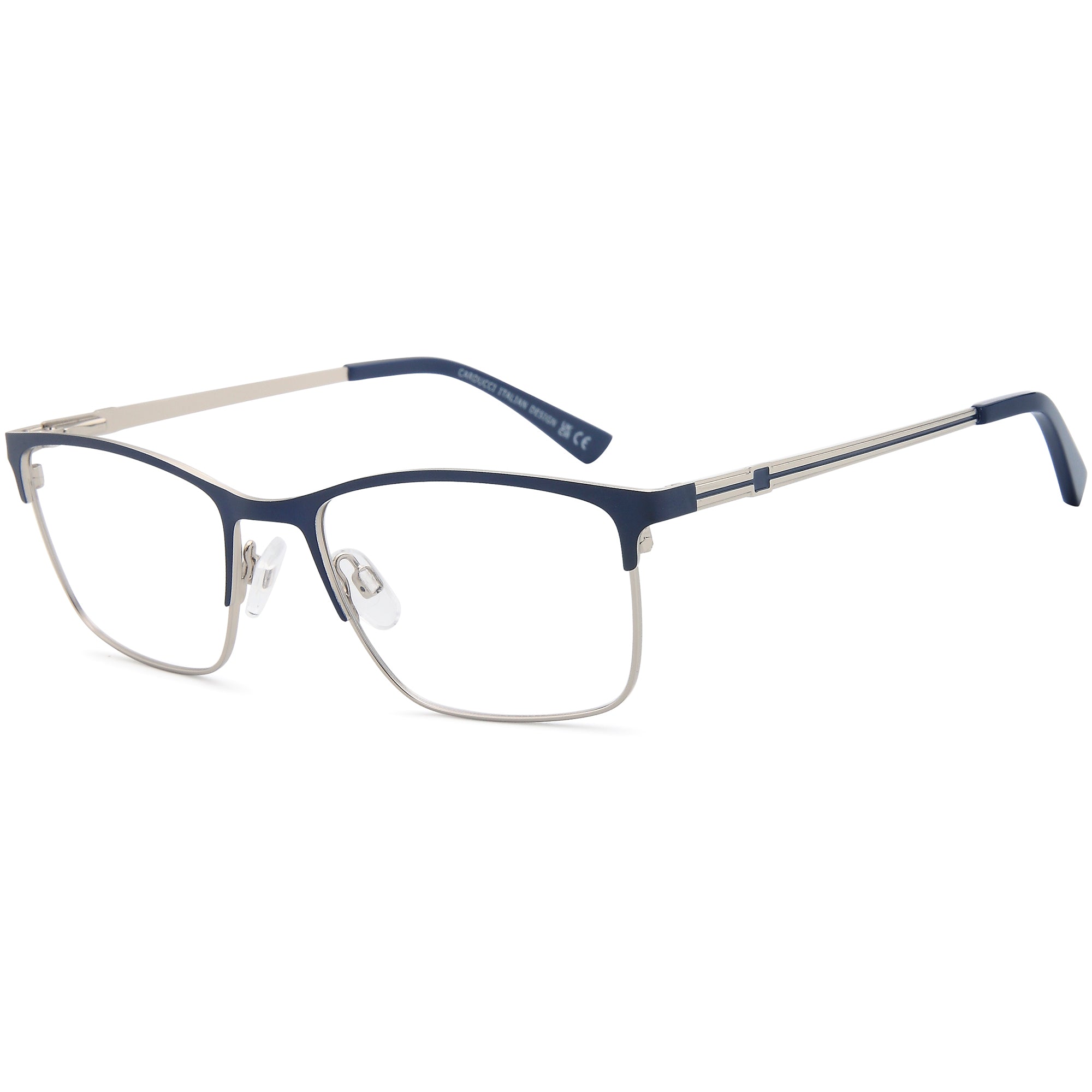 Carducci CD7185 Blue Square Metal Glasses – Men Full Rim Eyewear