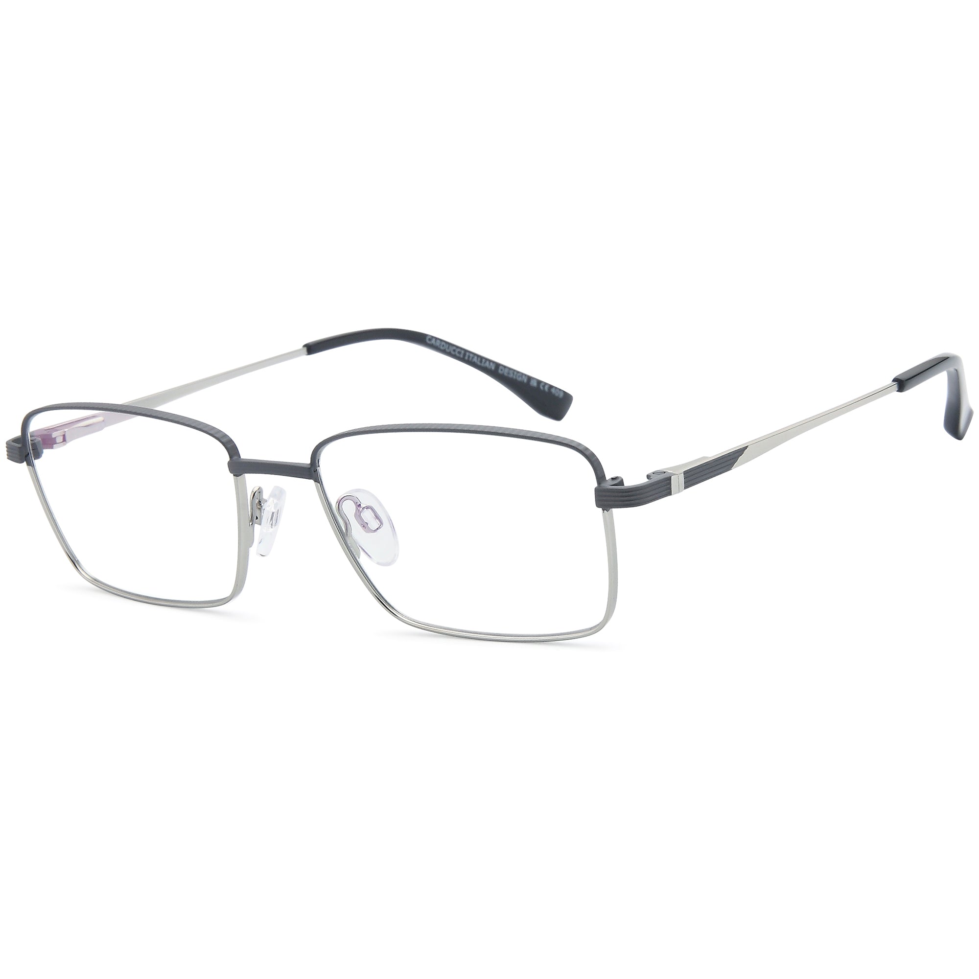 Carducci CD7186 Grey Square Metal Glasses – Men Full Rim Eyewear
