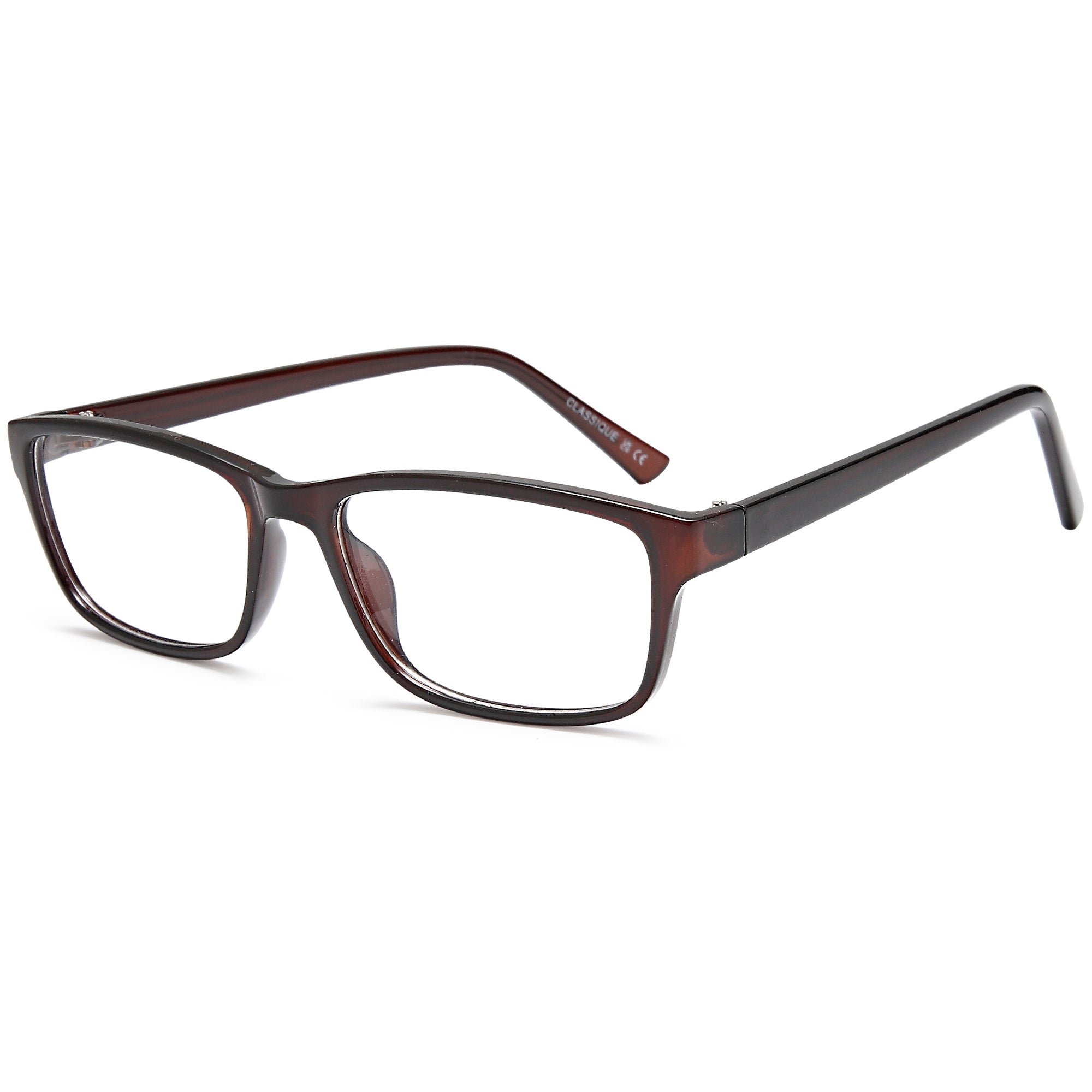 Classique CLASS307 Brown Square Plastic Glasses – Men Full Rim Eyewear