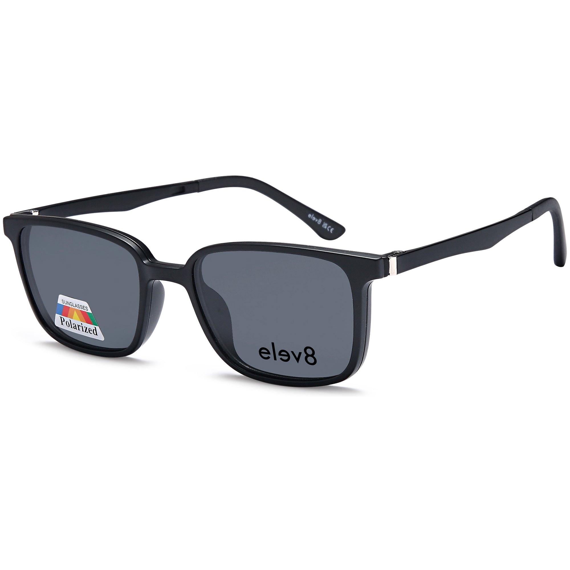 Elev8 CLIP901 Black Square Plastic Glasses – Unisex Full Rim Eyewear