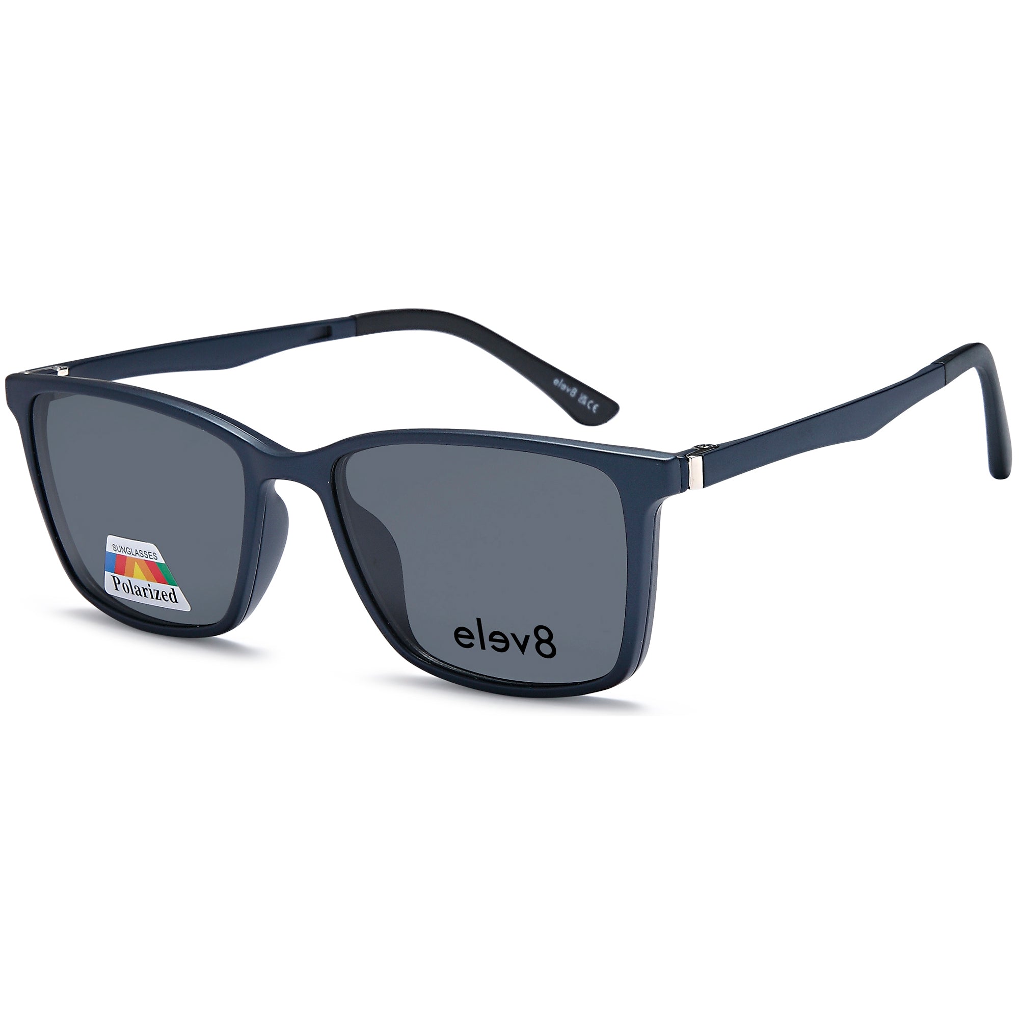 Elev8 CLIP902 Blue Square Plastic Glasses – Unisex Full Rim Eyewear