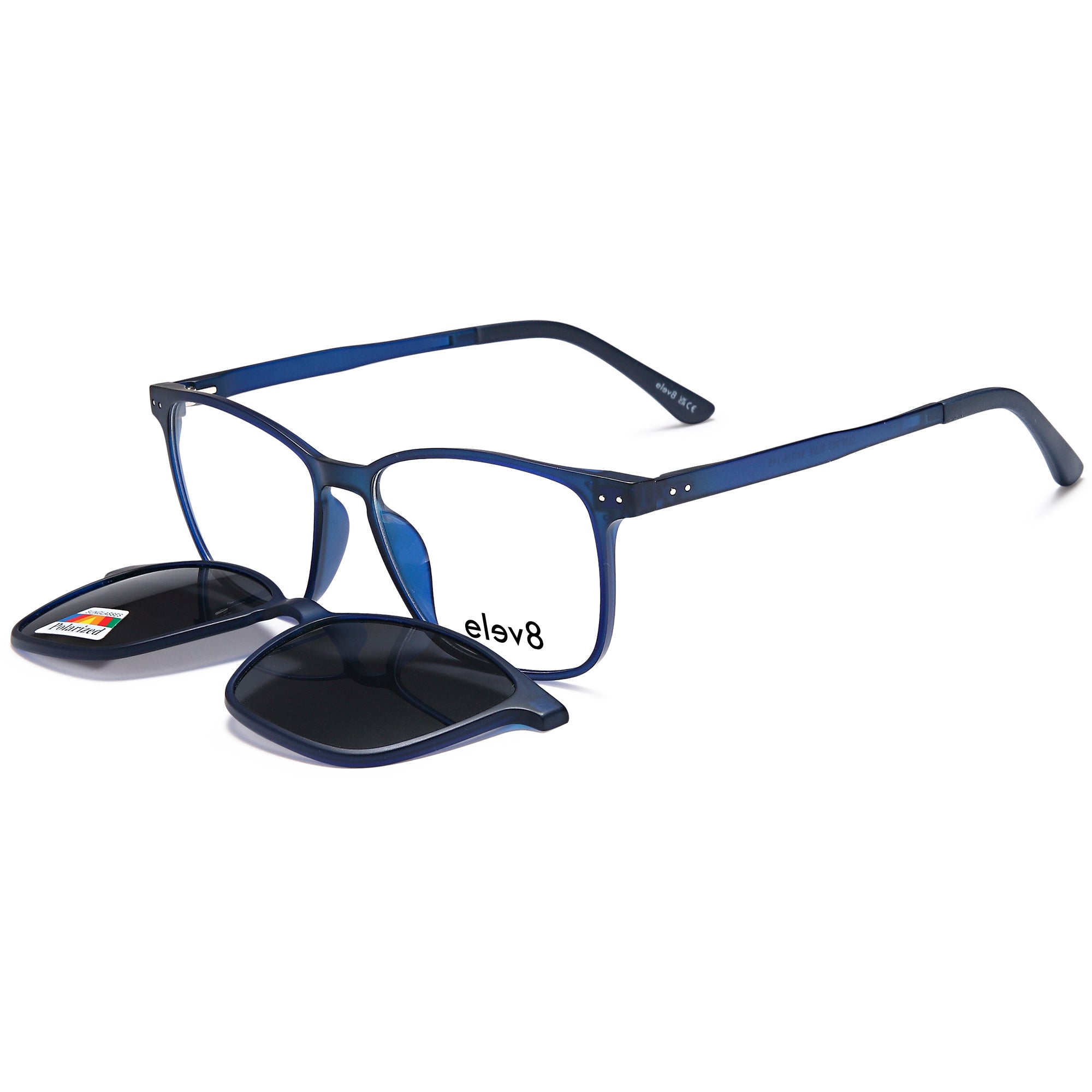 Elev8 CLIP903 Blue Oval Plastic Glasses – Unisex Full Rim Eyewear