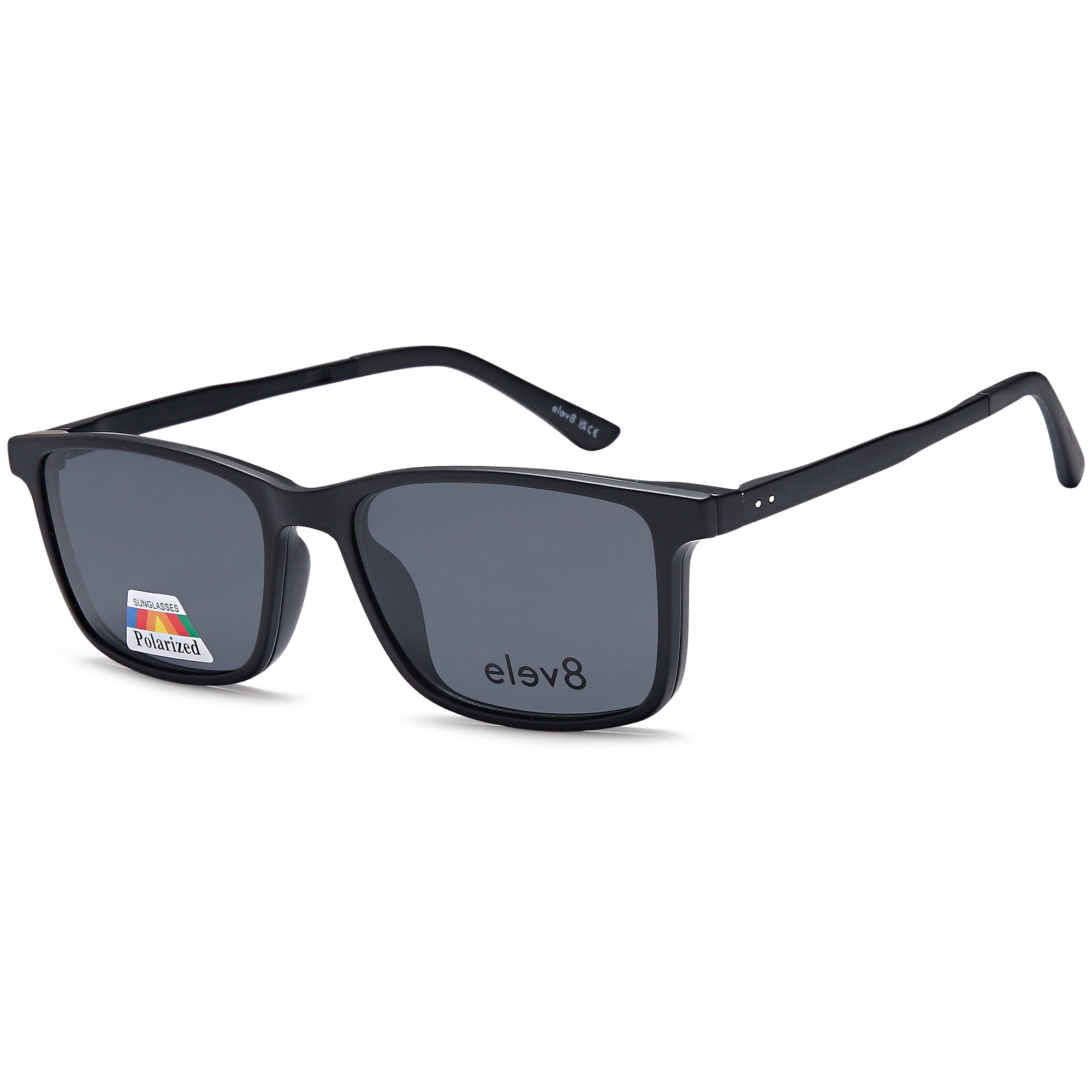 Elev8 CLIP904 Black Square Plastic Glasses – Unisex Full Rim Eyewear