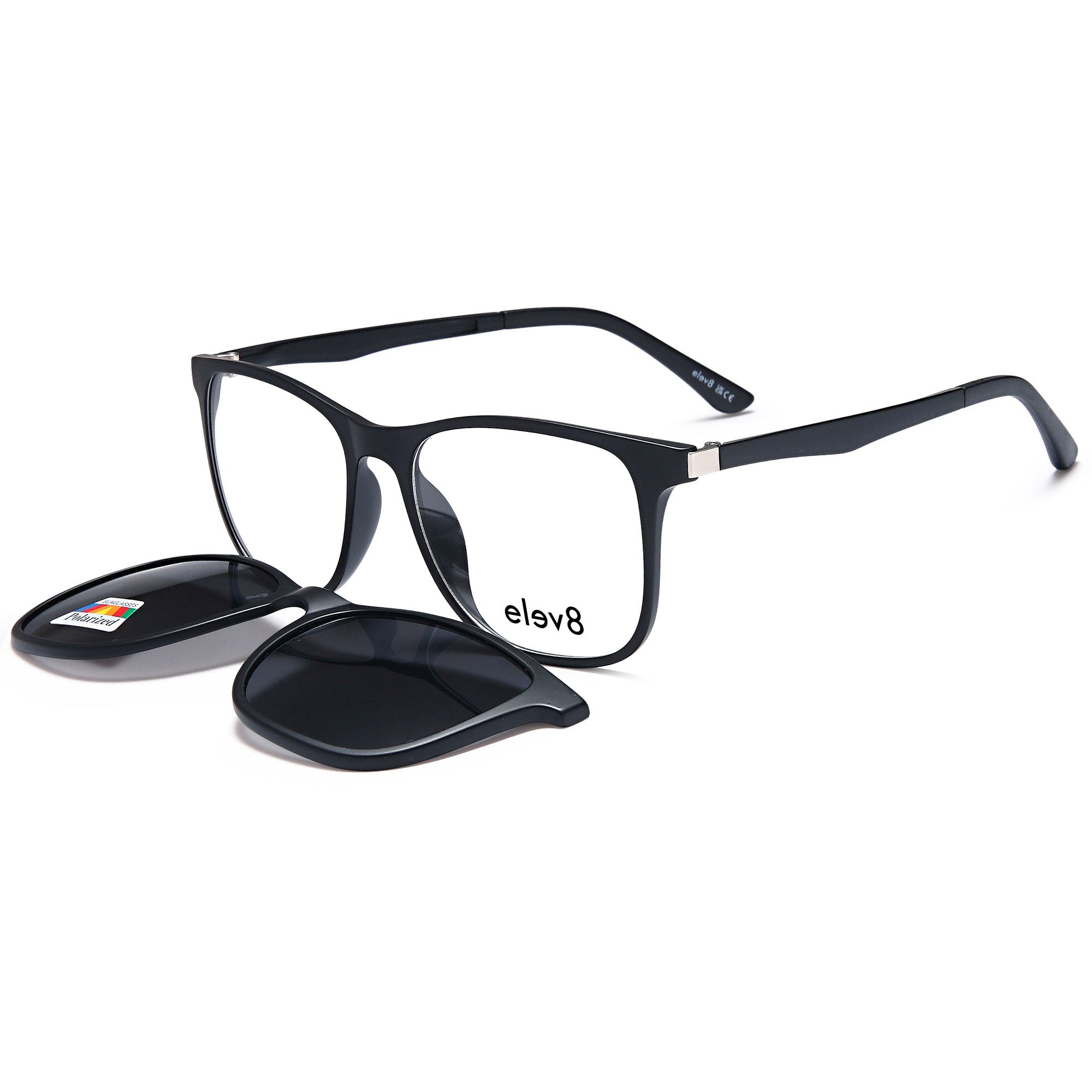 Elev8 CLIP905 Black Oval Plastic Glasses – Unisex Full Rim Eyewear