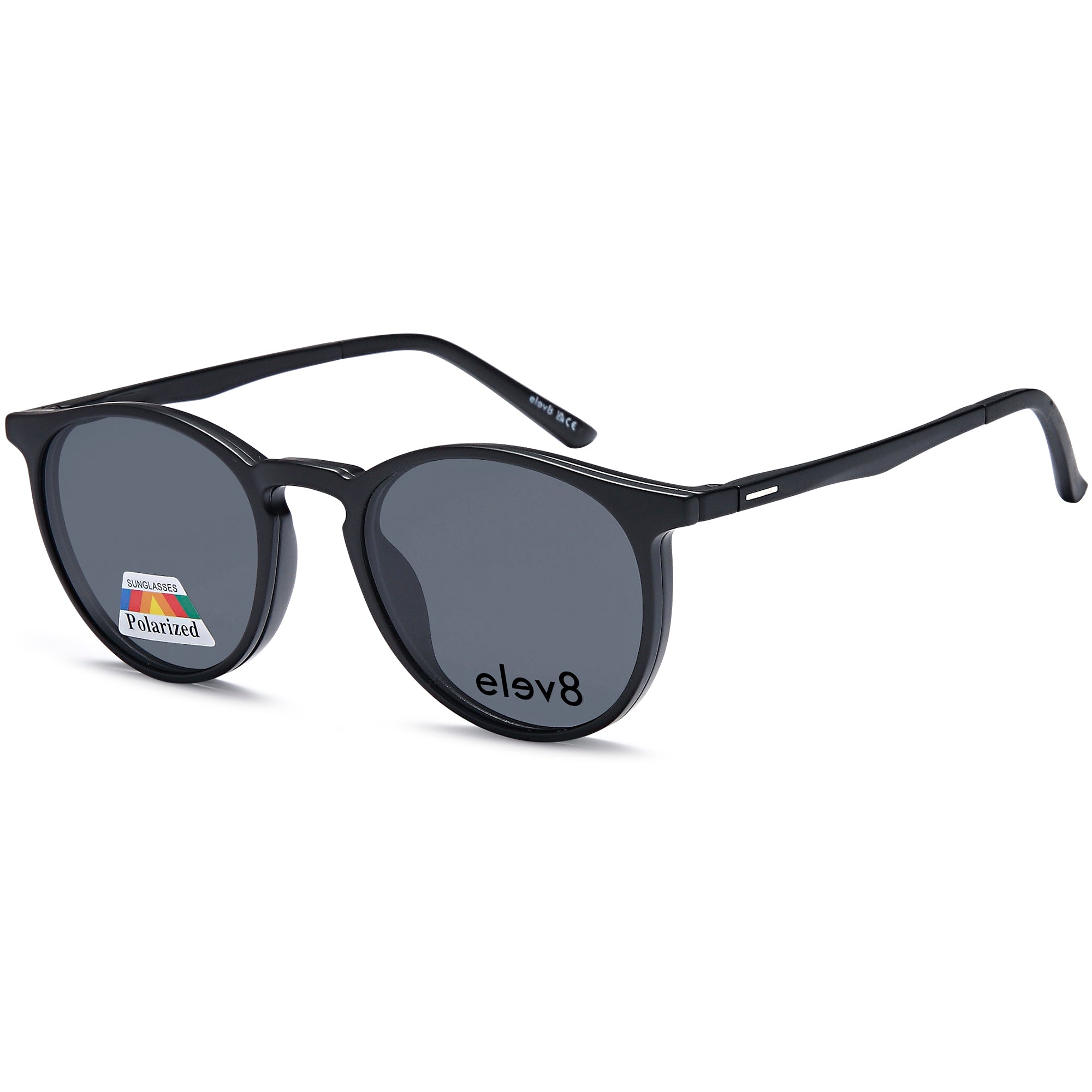 Elev8 CLIP906 Black Round Plastic Glasses – Unisex Full Rim Eyewear