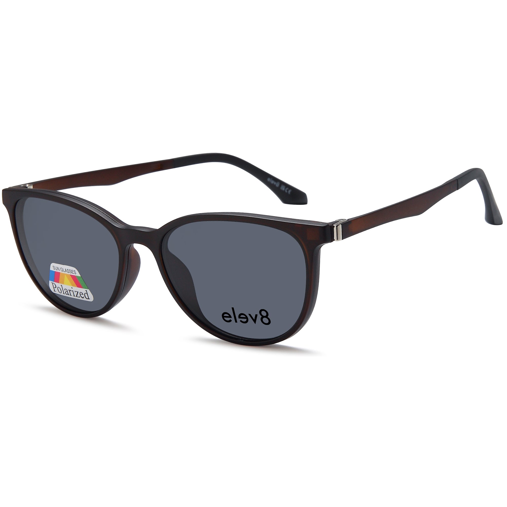 Elev8 CLIP907 Brown Oval Plastic Glasses – Women Full Rim Eyewear