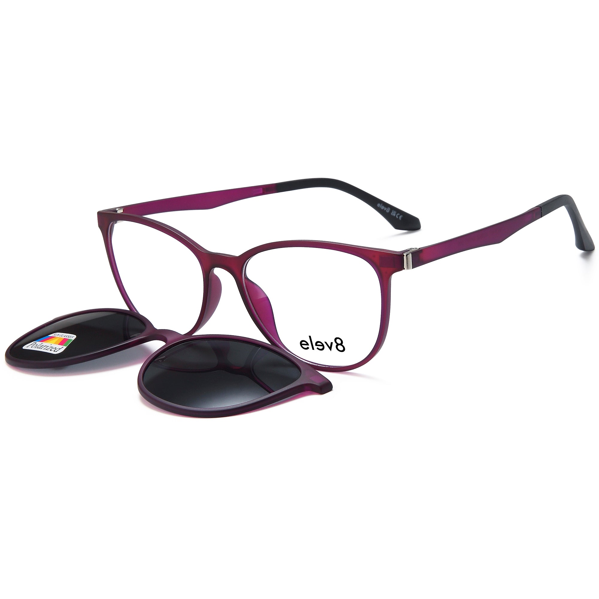 Elev8 CLIP907 Purple Oval Plastic Glasses – Women Full Rim Eyewear