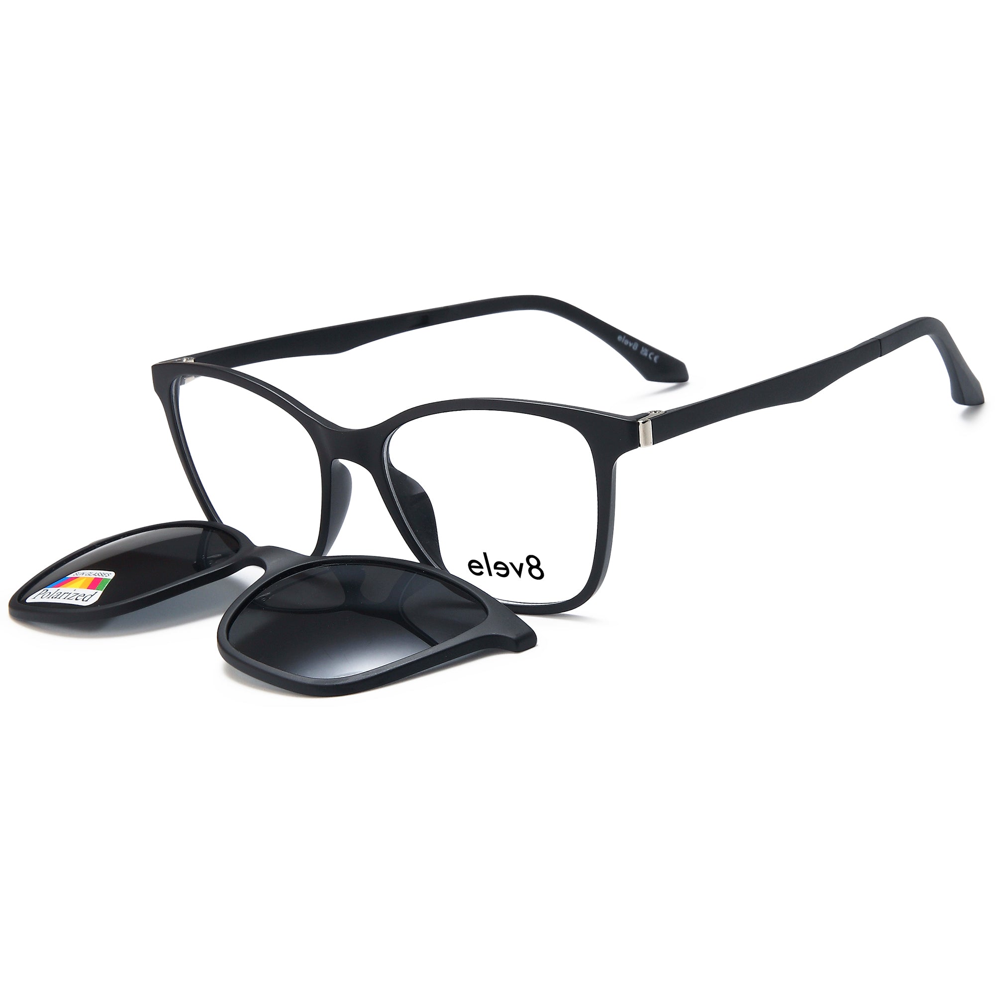 Elev8 CLIP908 Black Square Plastic Glasses – Women Full Rim Eyewear