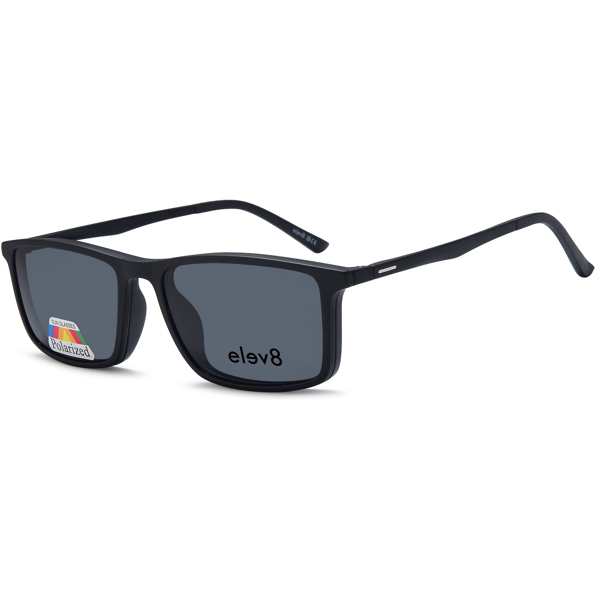 Elev8 CLIP909 Black Square Plastic Glasses – Men Full Rim Eyewear