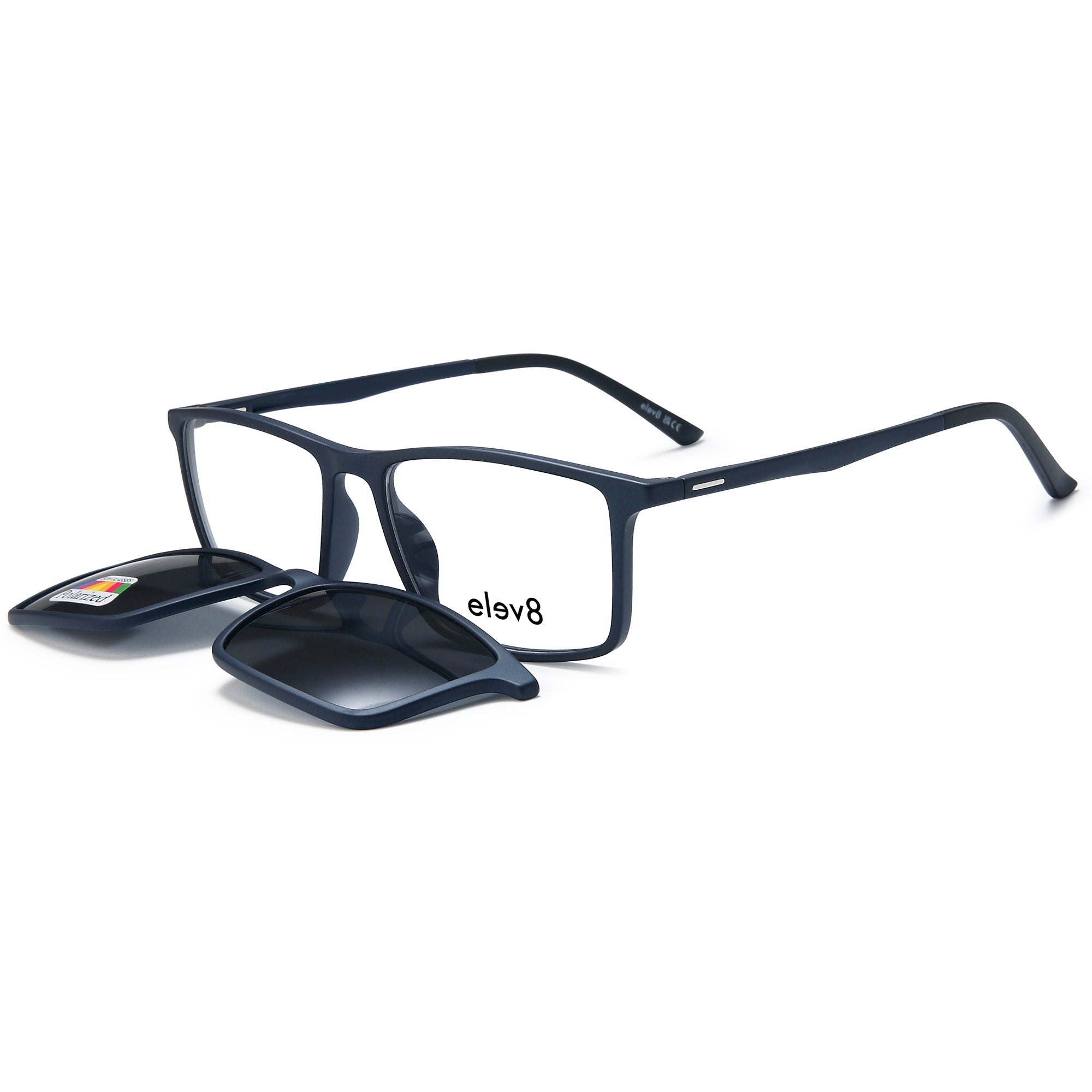 Elev8 CLIP909 Blue Square Plastic Glasses – Men Full Rim Eyewear