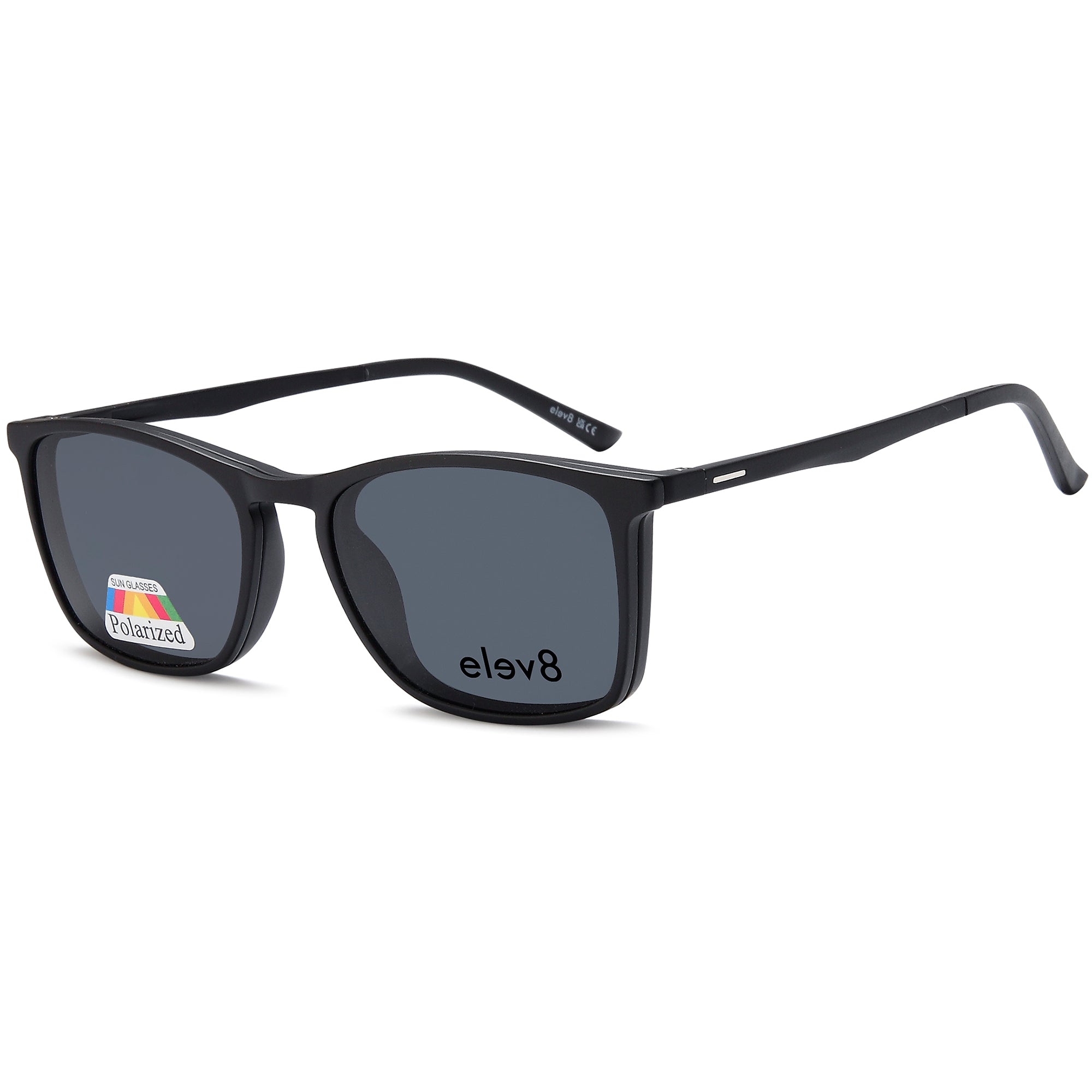 Elev8 CLIP910 Black Square Plastic Glasses – Men Full Rim Eyewear