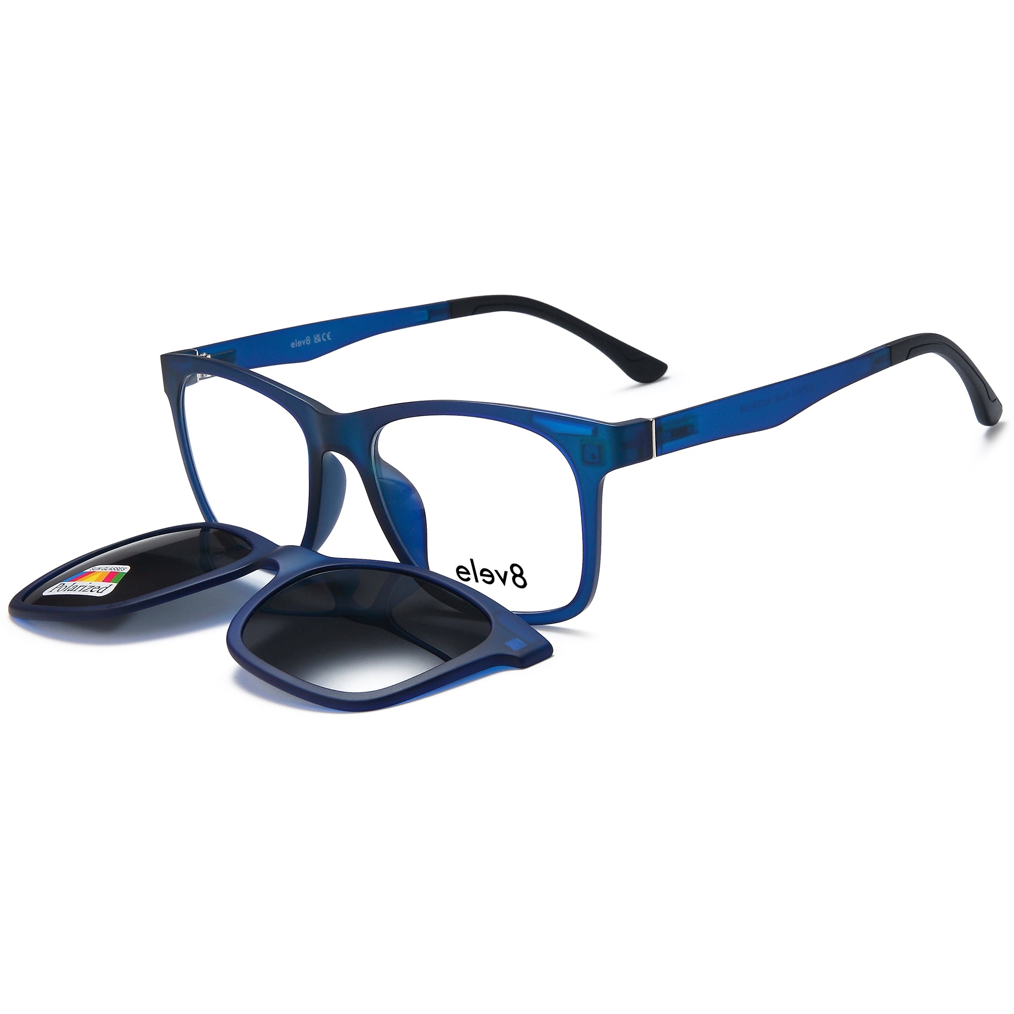 Elev8 CLIP911 Blue Square Plastic Glasses – Men Full Rim Eyewear