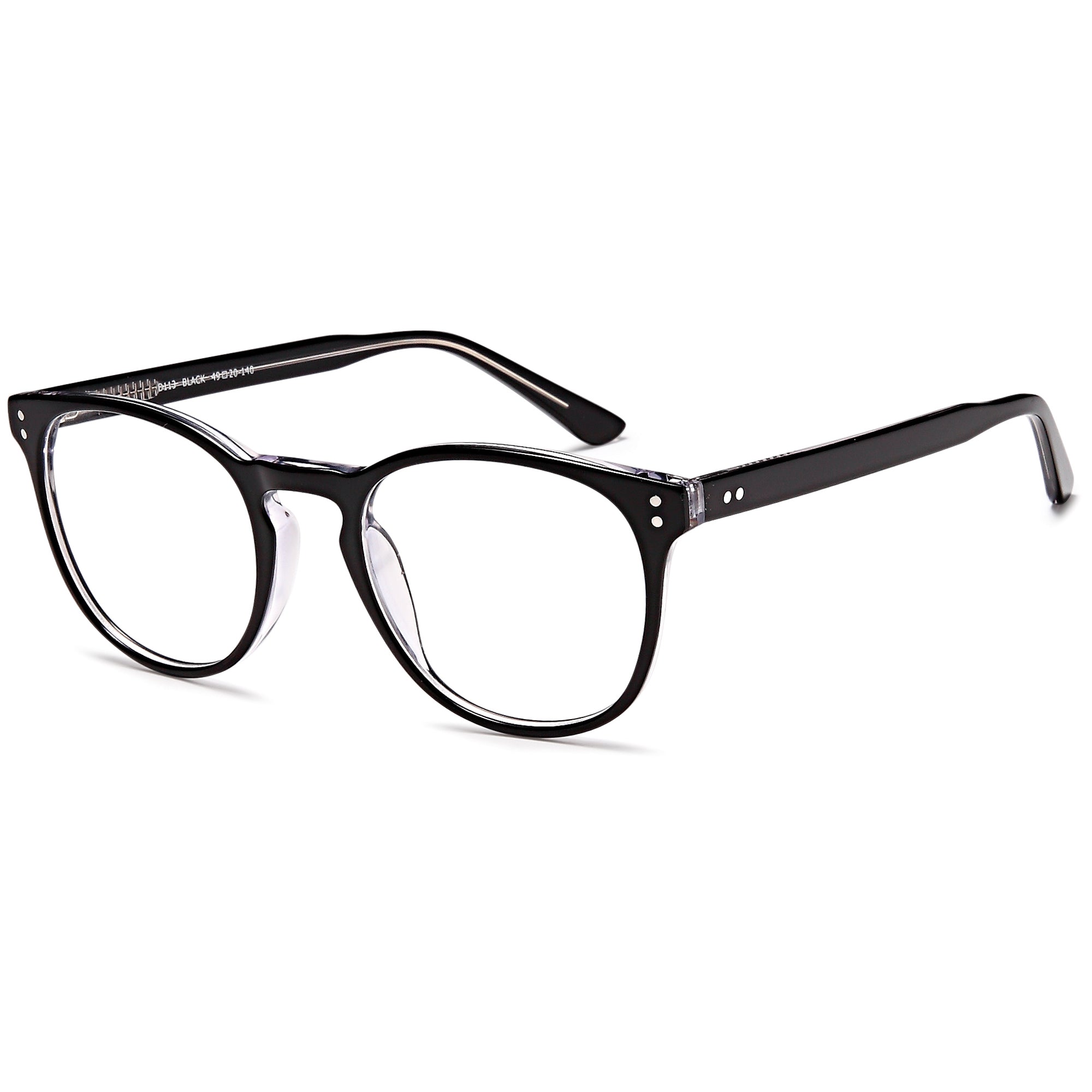 Brooklyn D113 Black Round Plastic Glasses – Unisex Full Rim Eyewear