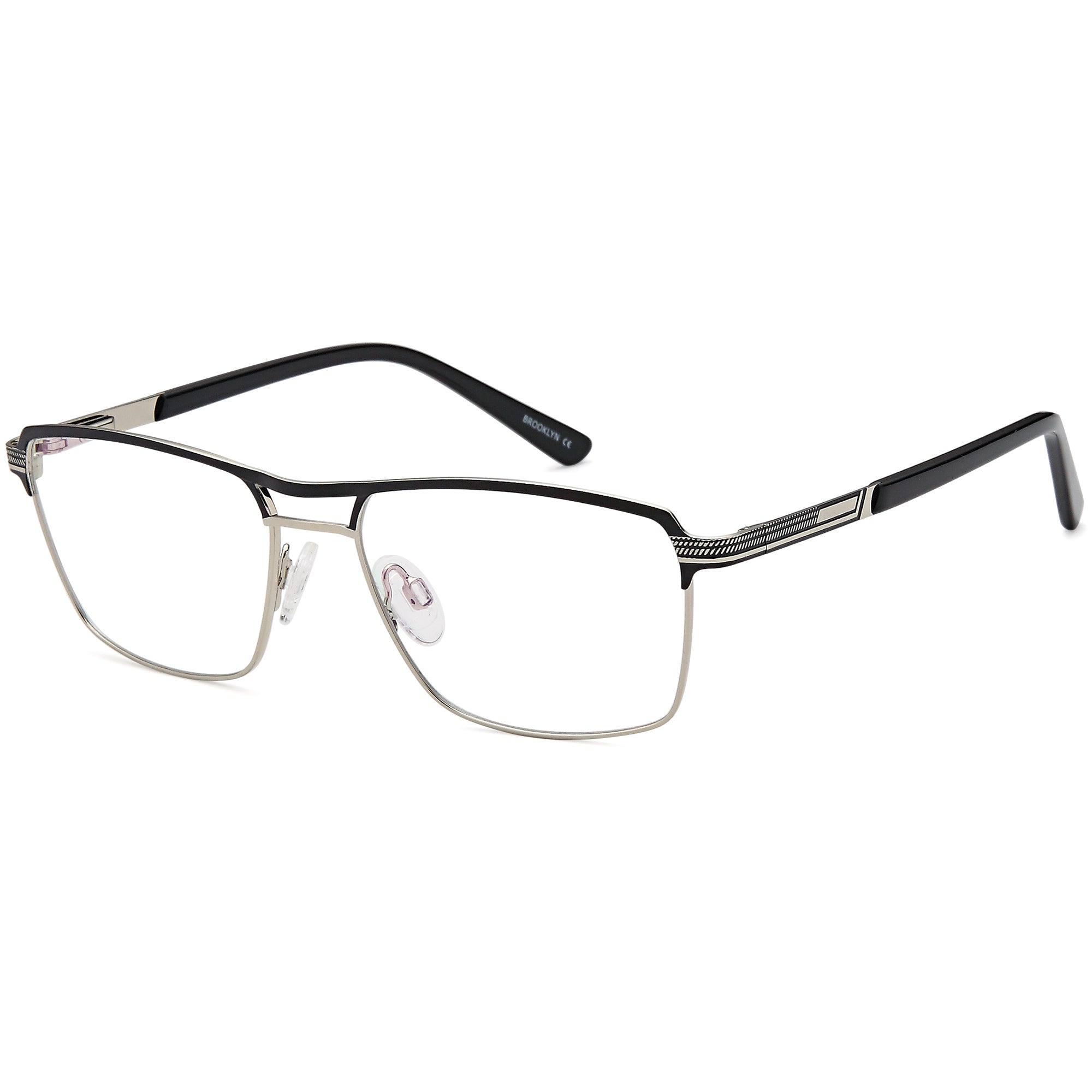 Brooklyn D138 Black Square Metal Glasses – Men Full Rim Eyewear