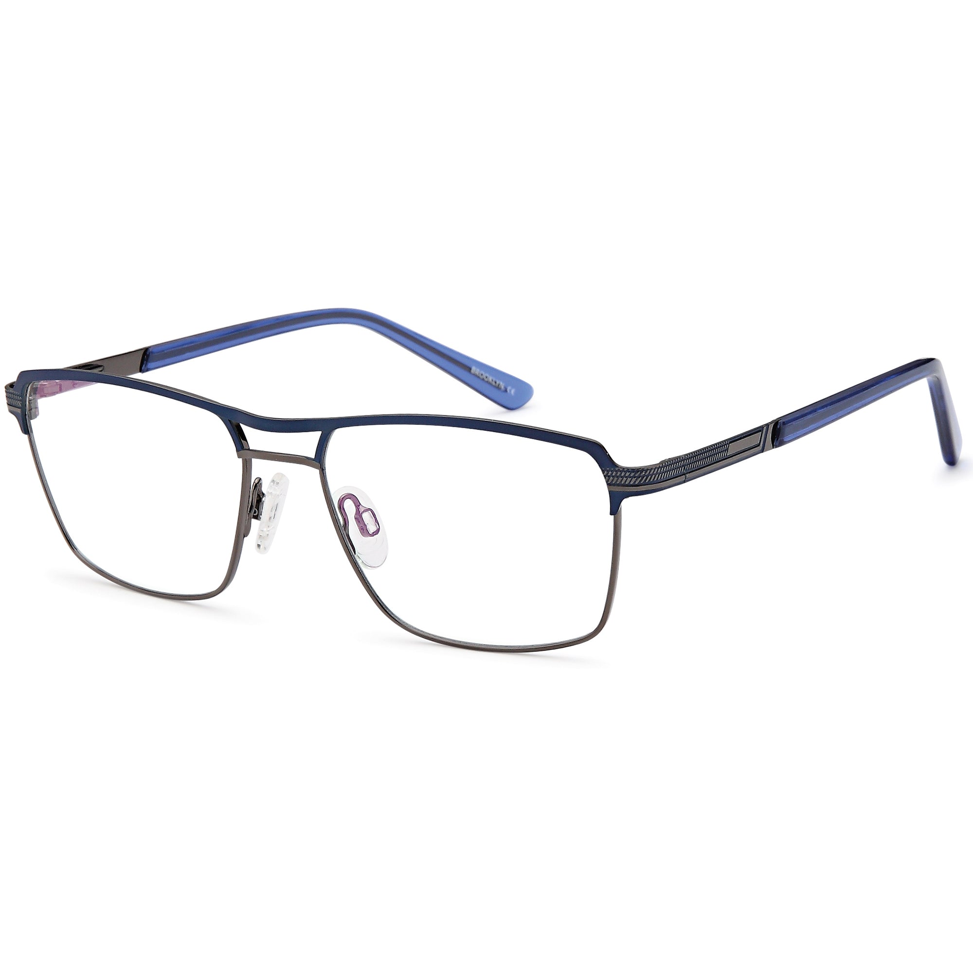 Brooklyn D138 Blue Square Metal Glasses – Men Full Rim Eyewear