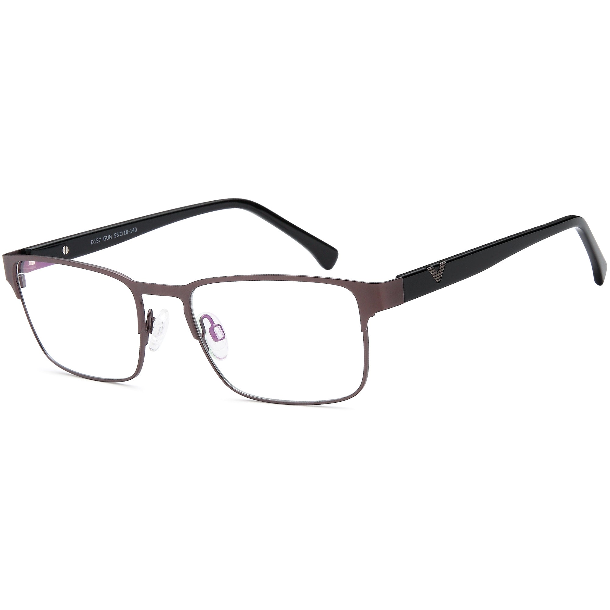Brooklyn D157 Gun Square Metal Glasses – Men Full Rim Eyewear