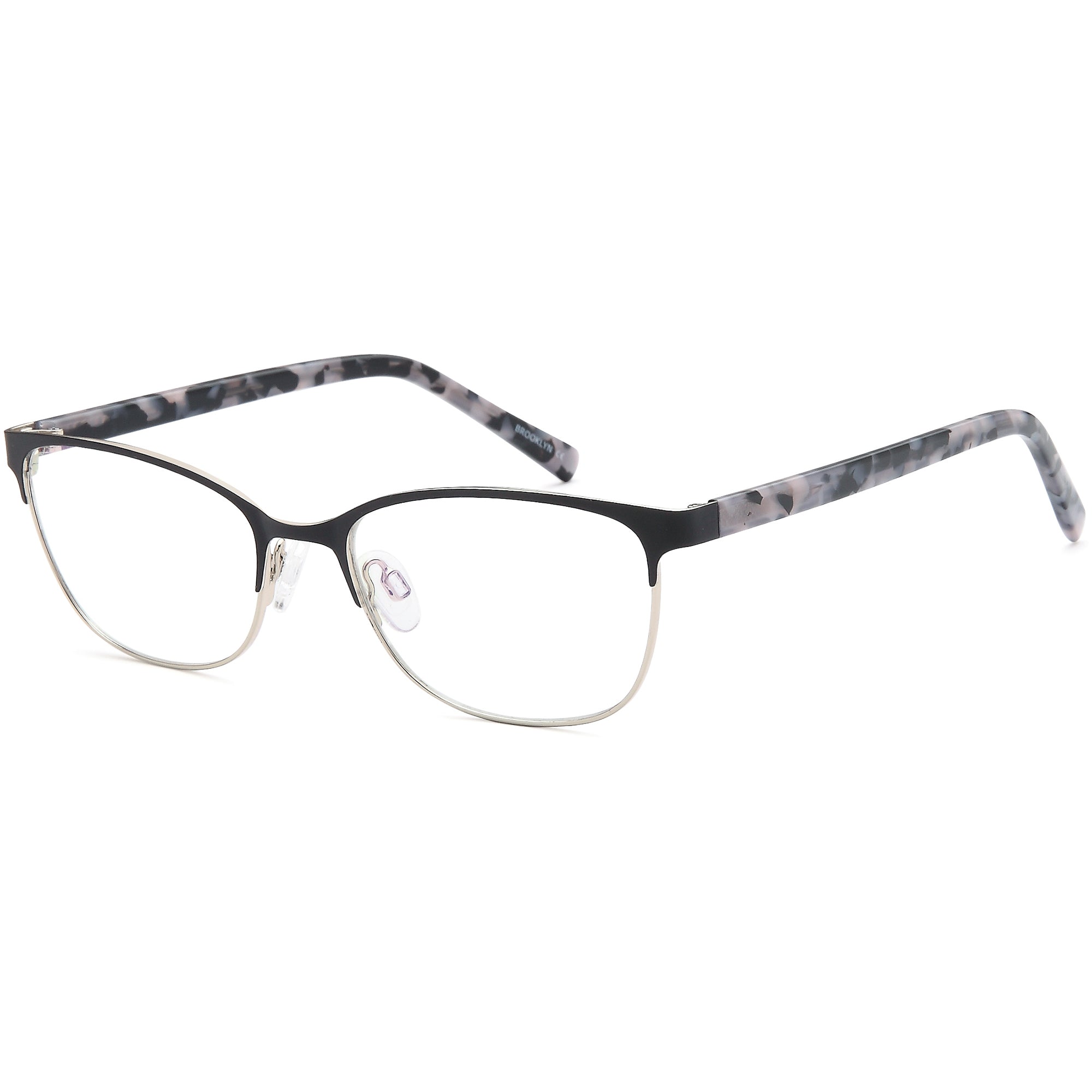 Brooklyn D161 Black/Silver Square Metal Glasses – Women Full Rim Eyewear