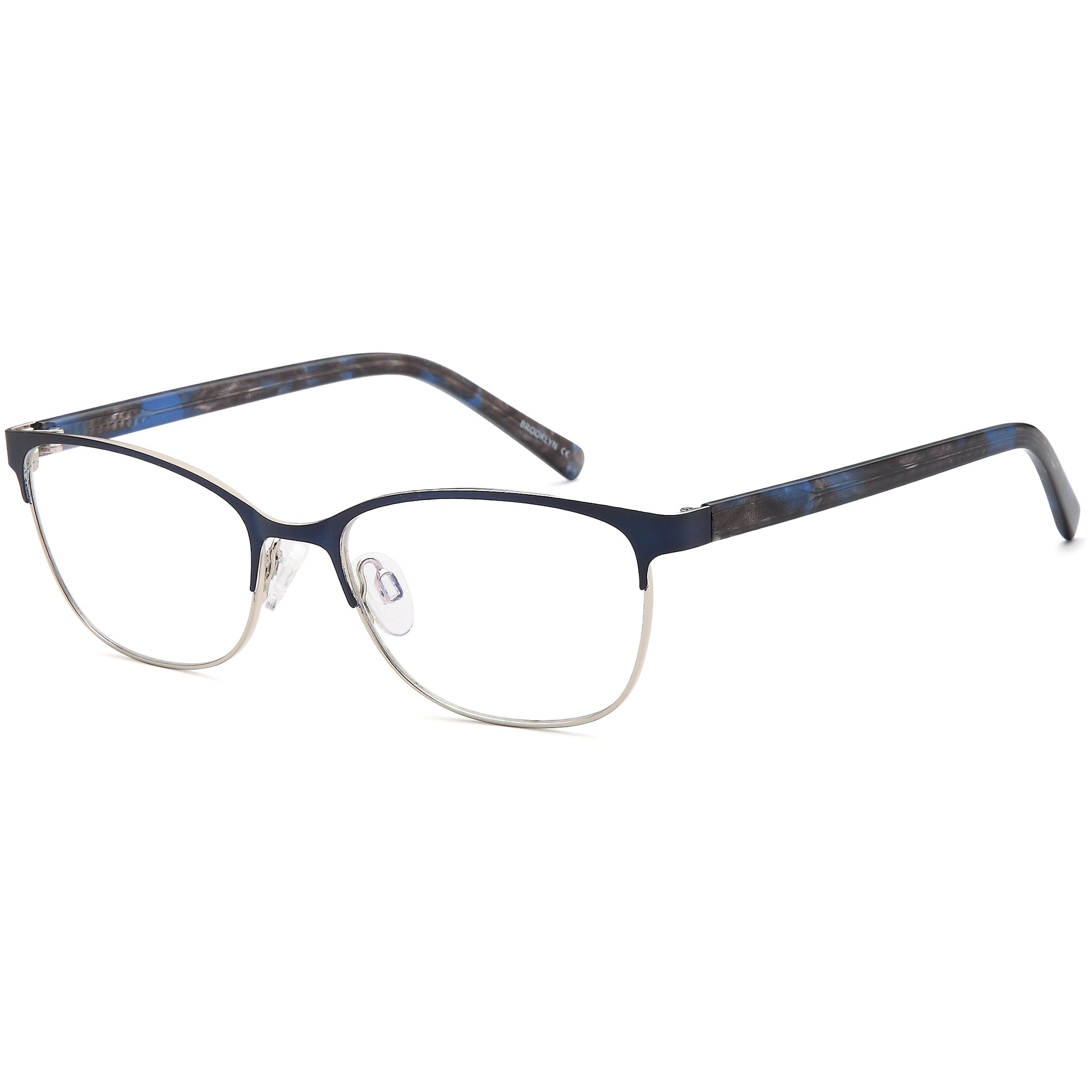 Brooklyn D161 Blue/Silver Square Metal Glasses – Women Full Rim Eyewear