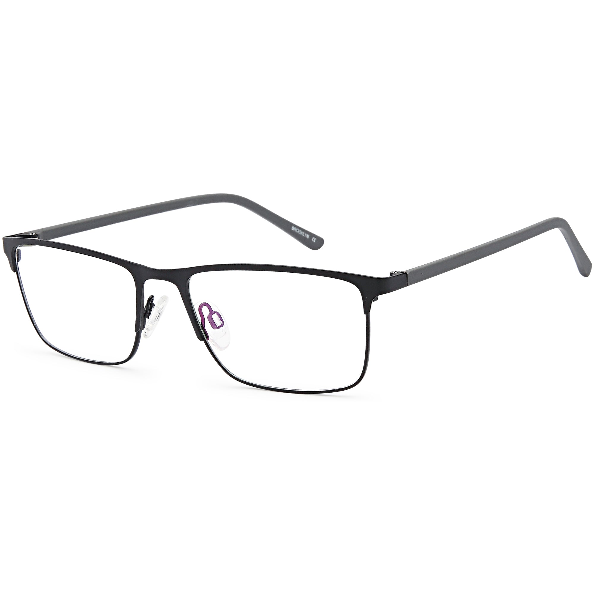 Brooklyn D185 Black Square Metal Glasses – Men Full Rim Eyewear