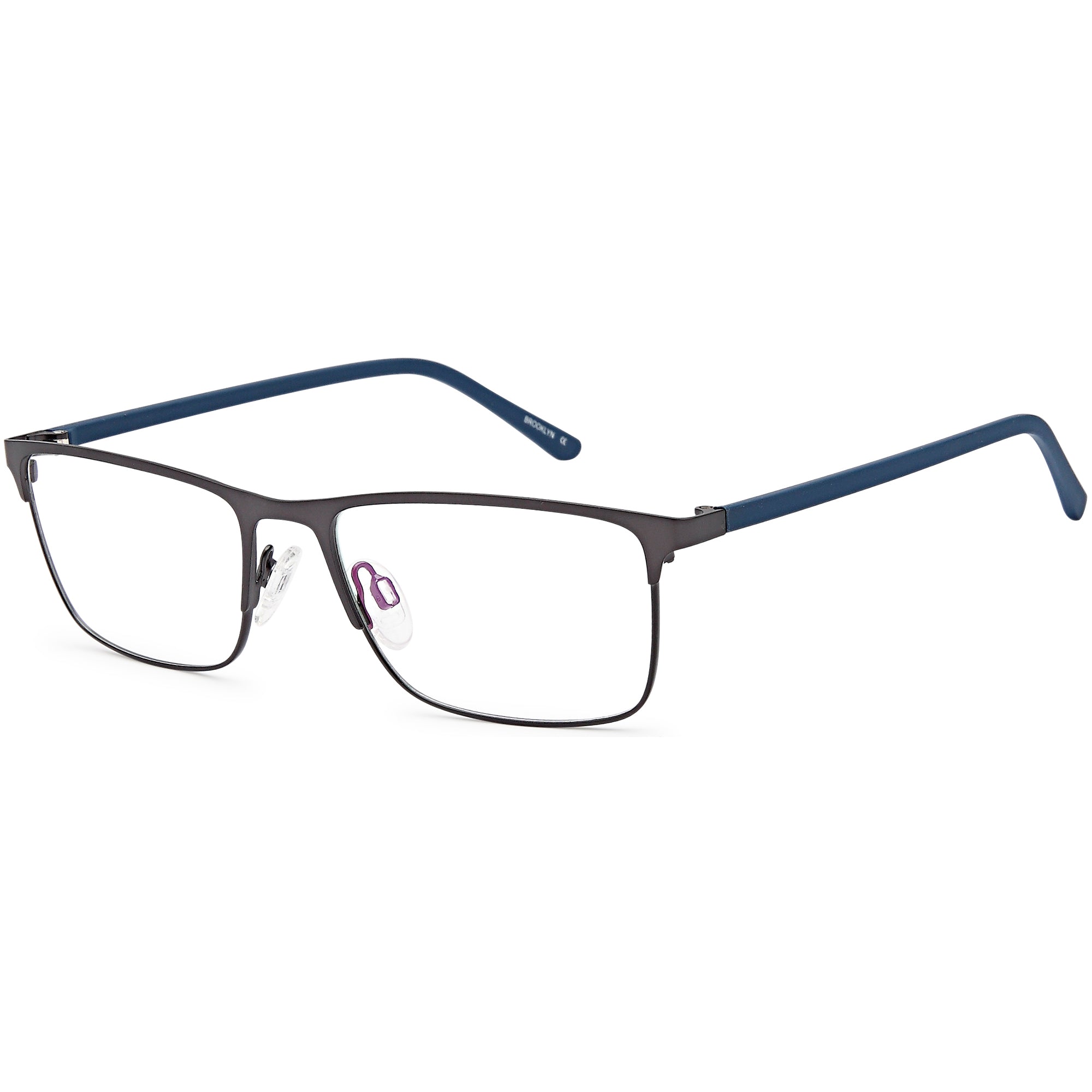Brooklyn D185 Gun Square Metal Glasses – Men Full Rim Eyewear