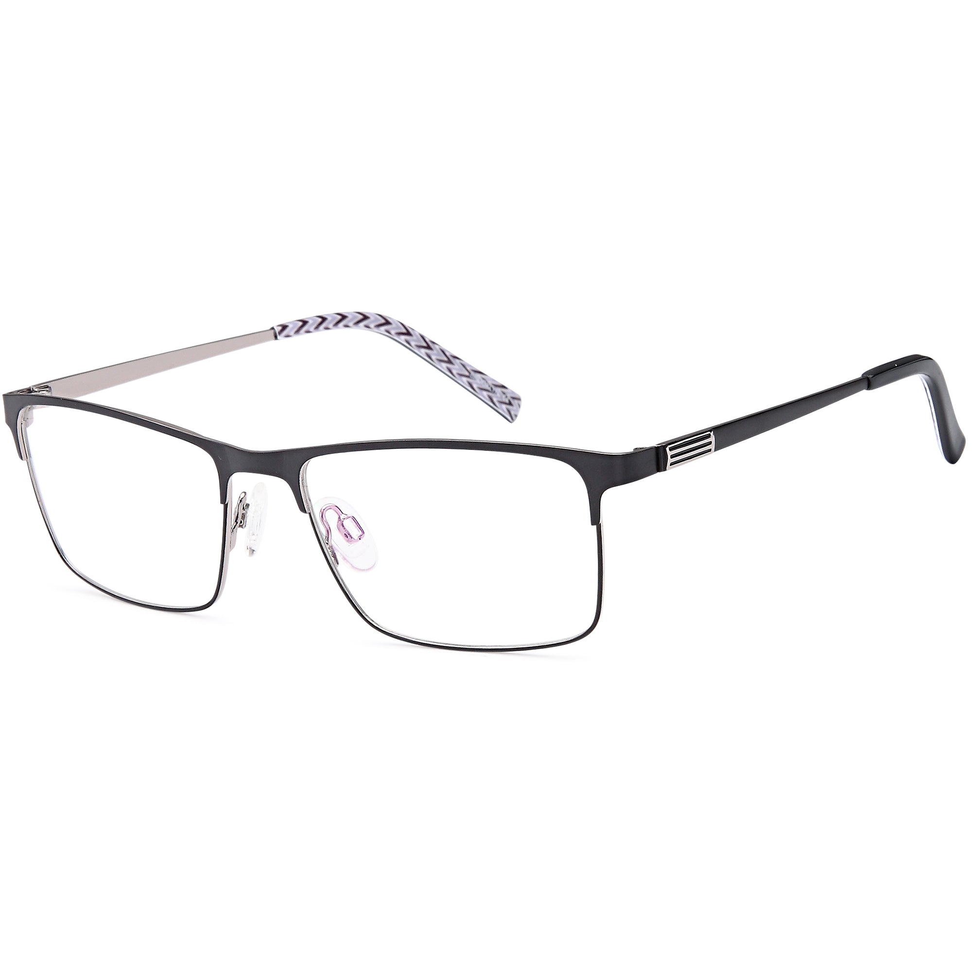 Brooklyn D186 Black/Silver Square Metal Glasses – Men Full Rim Eyewear
