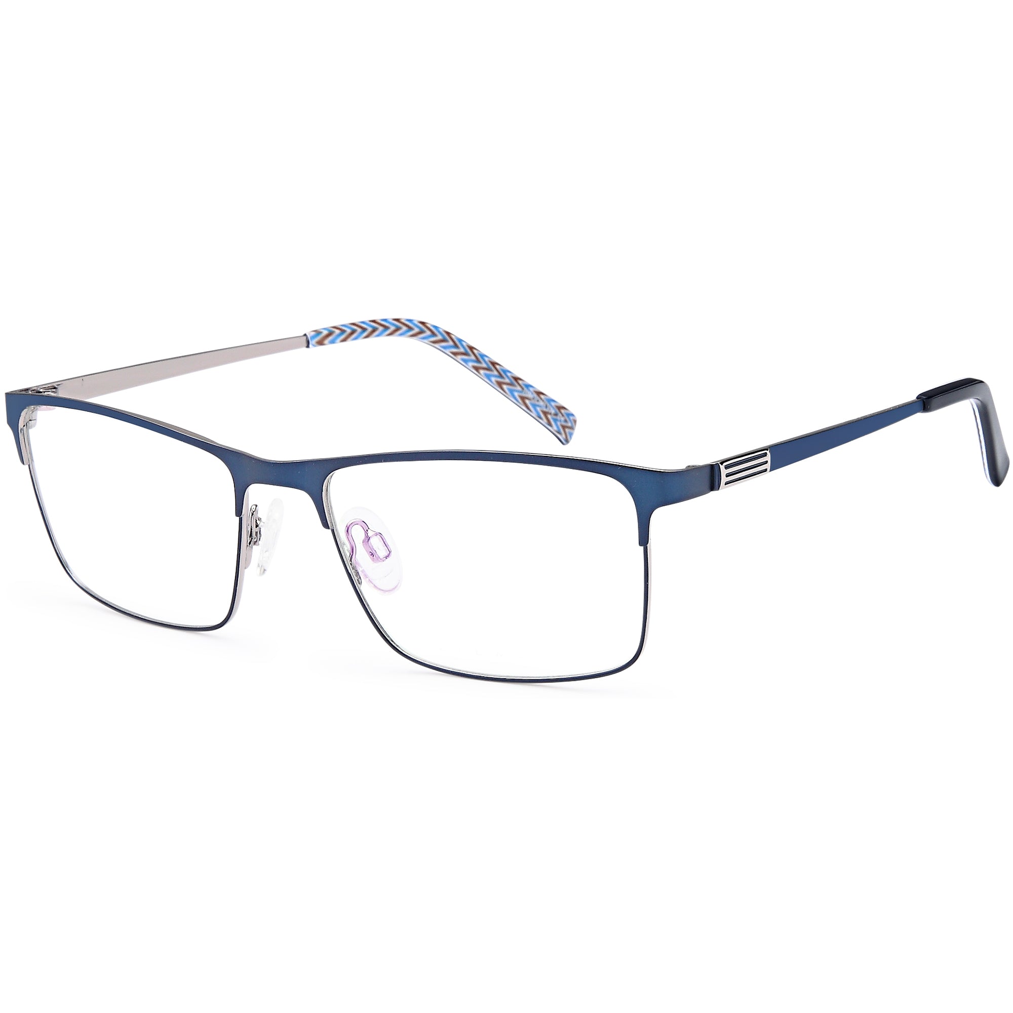 Brooklyn D186 Blue/Silver Square Metal Glasses – Men Full Rim Eyewear