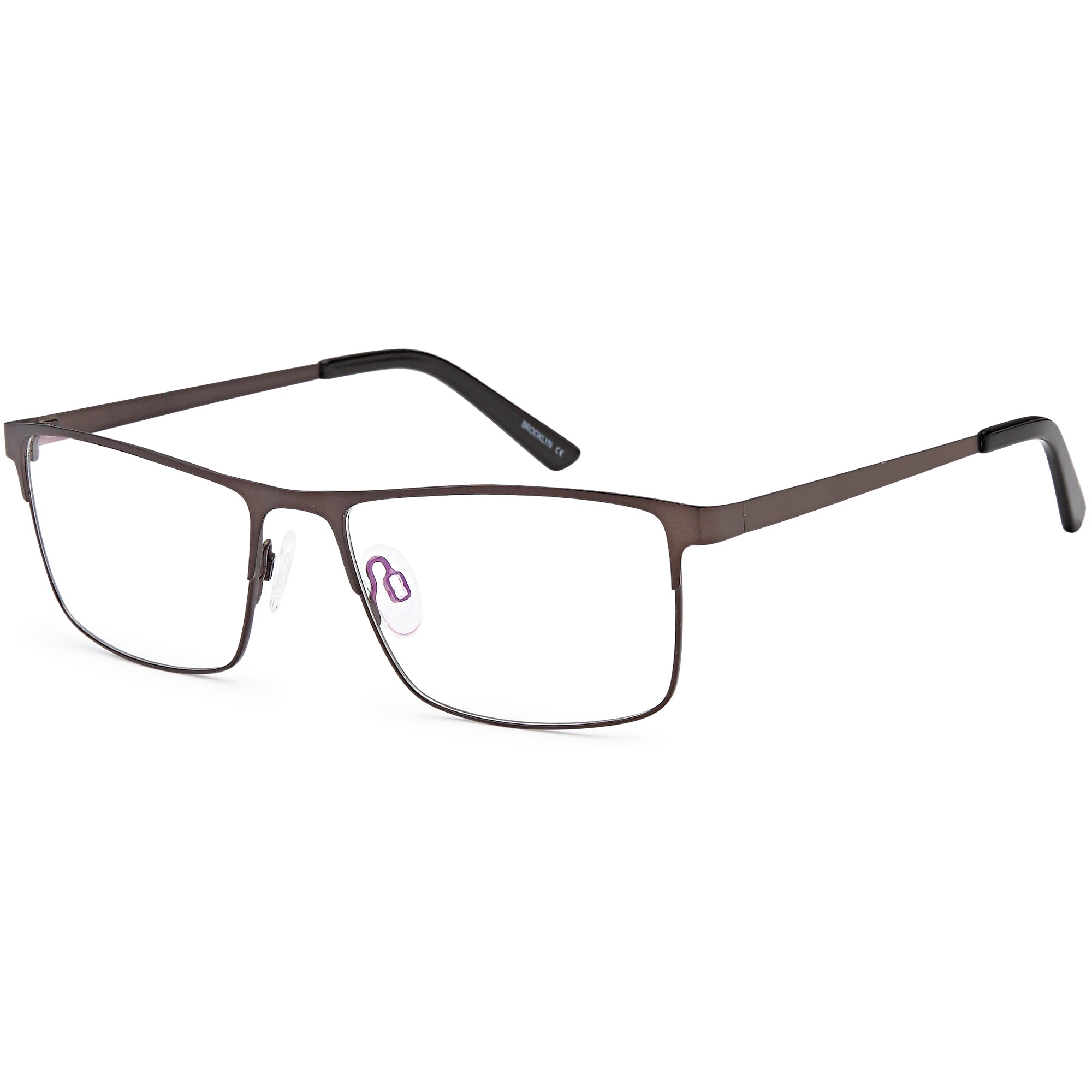 Brooklyn D187 Gun Square Metal Glasses – Men Full Rim Eyewear