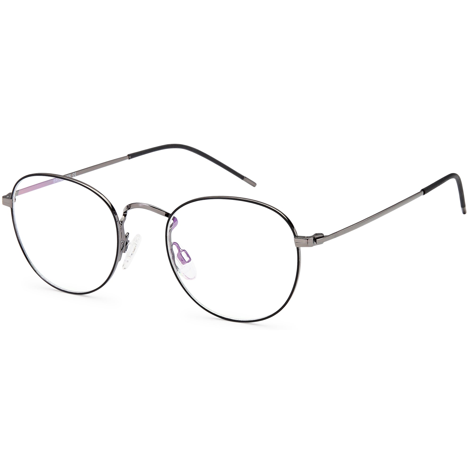 Brooklyn D191 Black/Gun Round Metal Glasses – Unisex Full Rim Eyewear