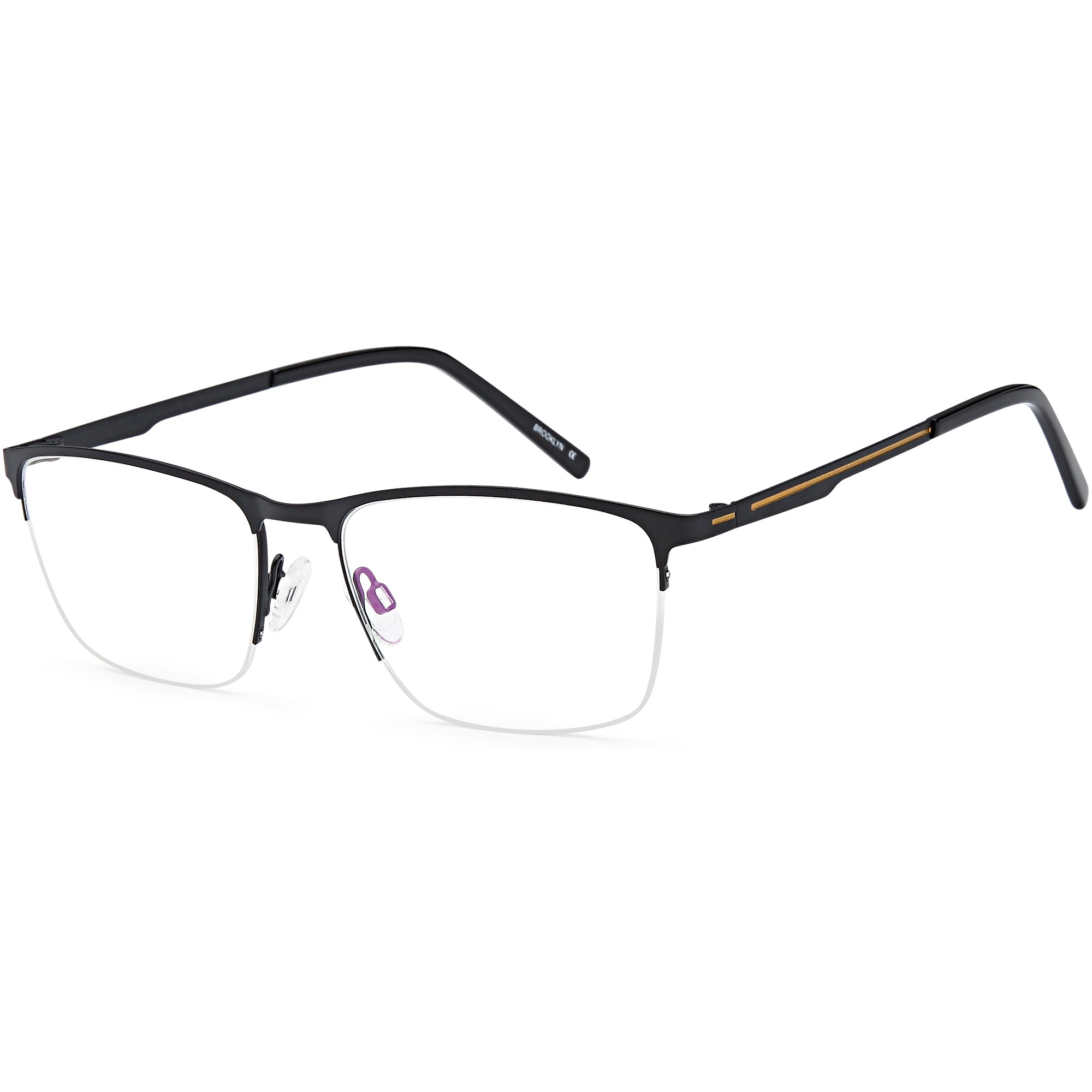 Brooklyn D193 Black Square Metal Glasses – Men Full Rim Eyewear