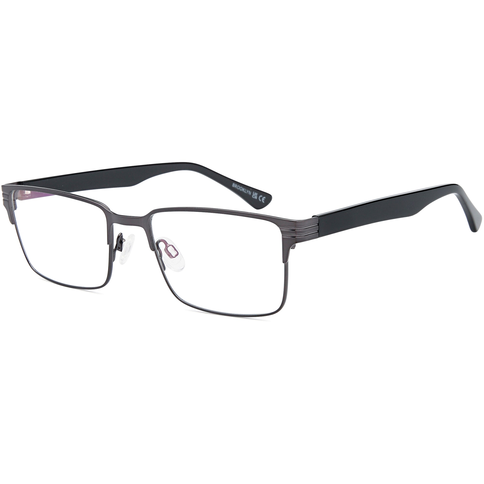 Brooklyn D216 Gun Square Metal Glasses – Men Full Rim Eyewear