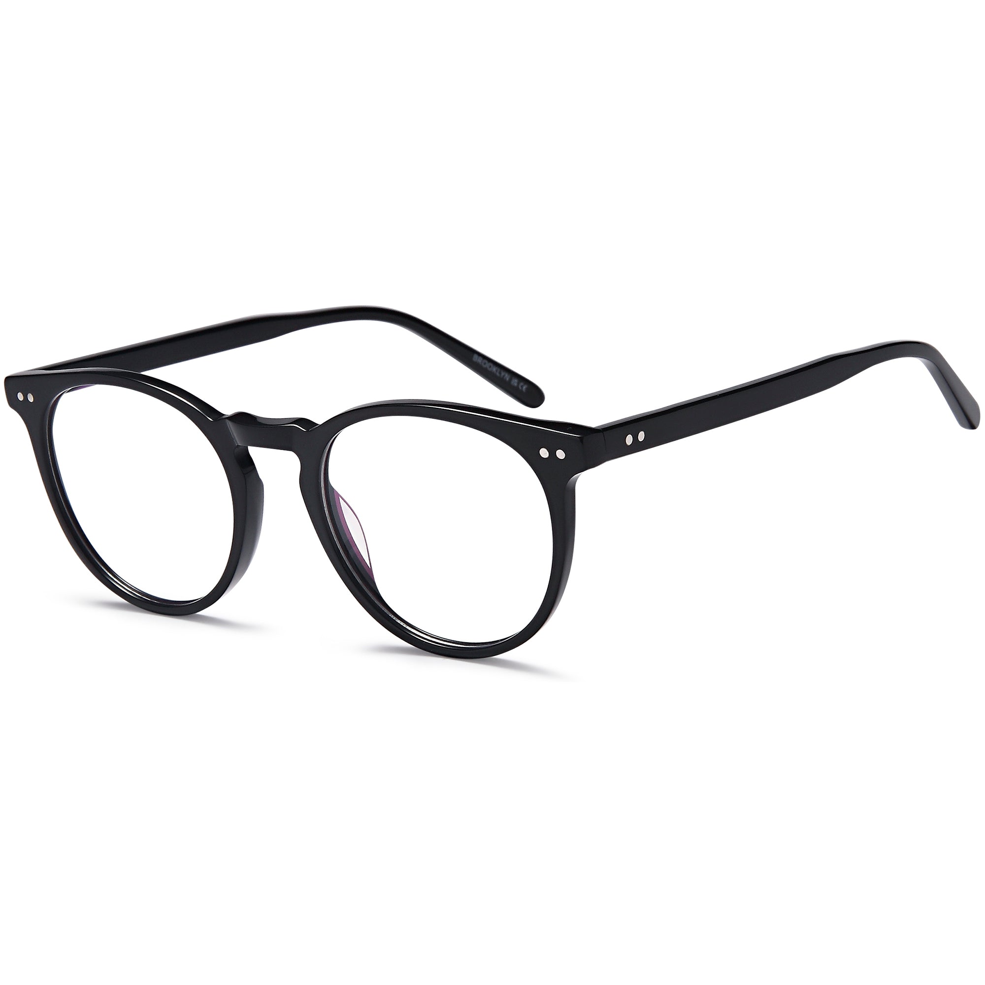 Brooklyn D221 Black Round Acetate Glasses – Unisex Full Rim Eyewear