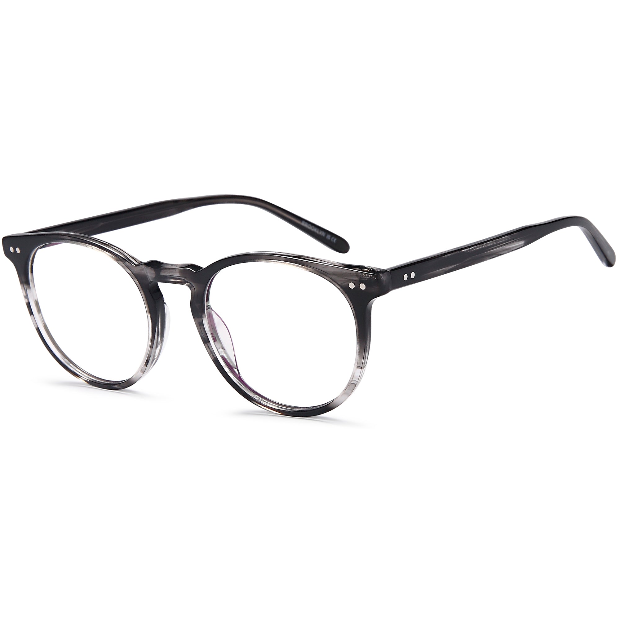 Brooklyn D221 Grey Round Acetate Glasses – Unisex Full Rim Eyewear