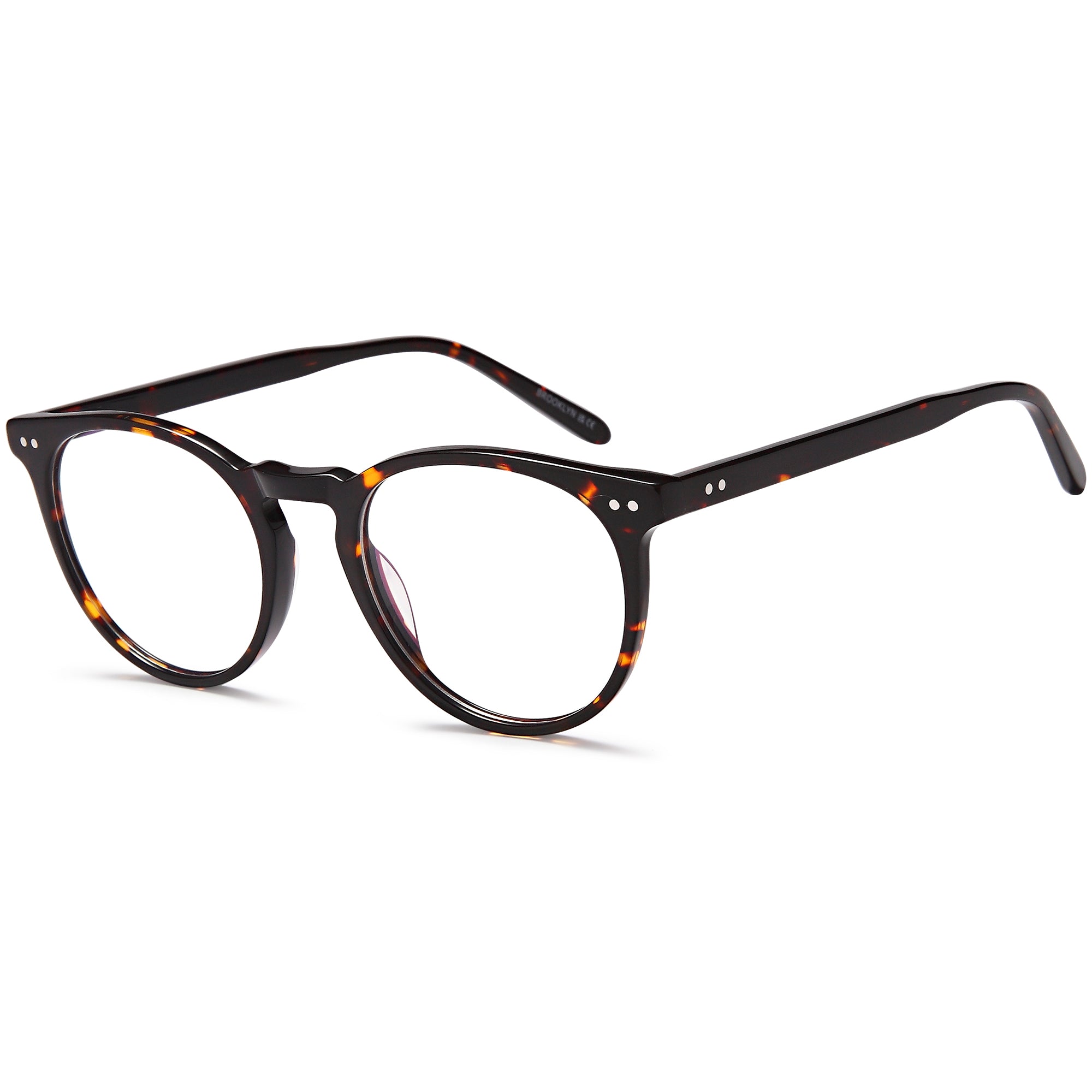 Brooklyn D221 Havana Round Acetate Glasses – Unisex Full Rim Eyewear