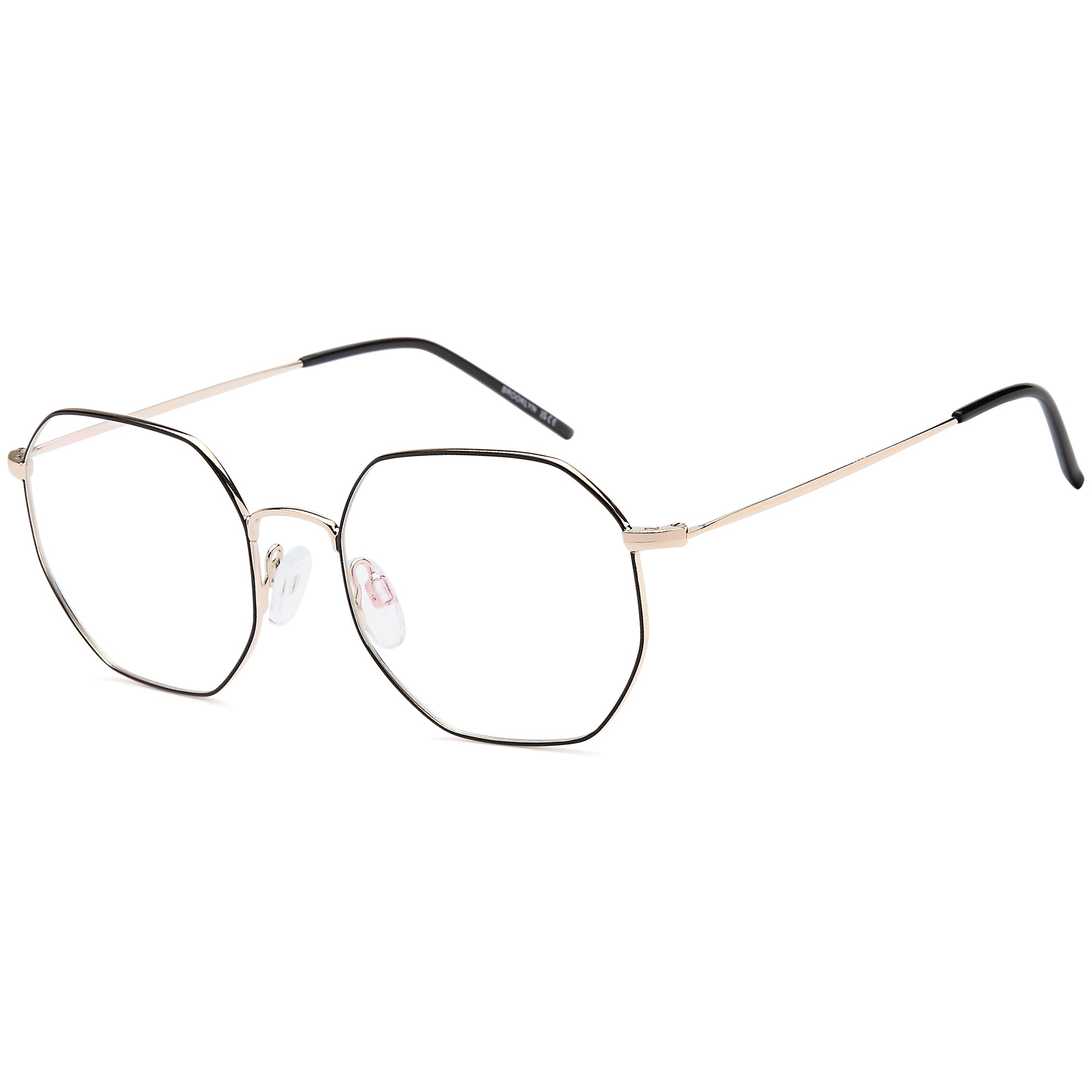 Brooklyn D229 Black/Gold Round Metal Glasses – Unisex Full Rim Eyewear