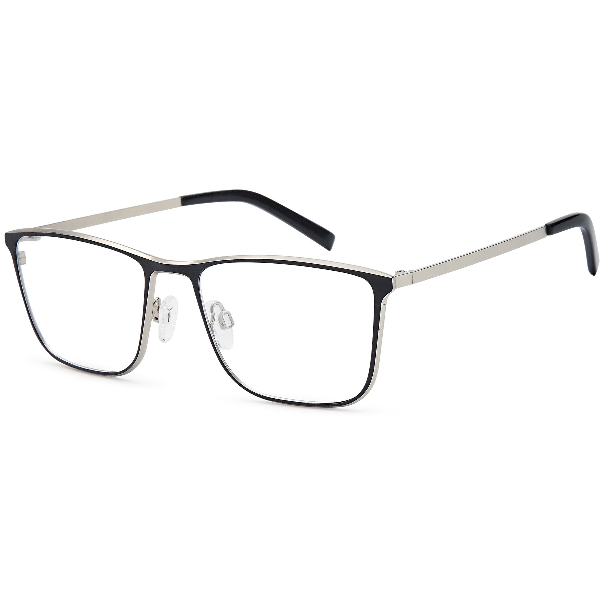 Brooklyn D233 Black/Silver Square Acetate Glasses – Men Full Rim Eyewear