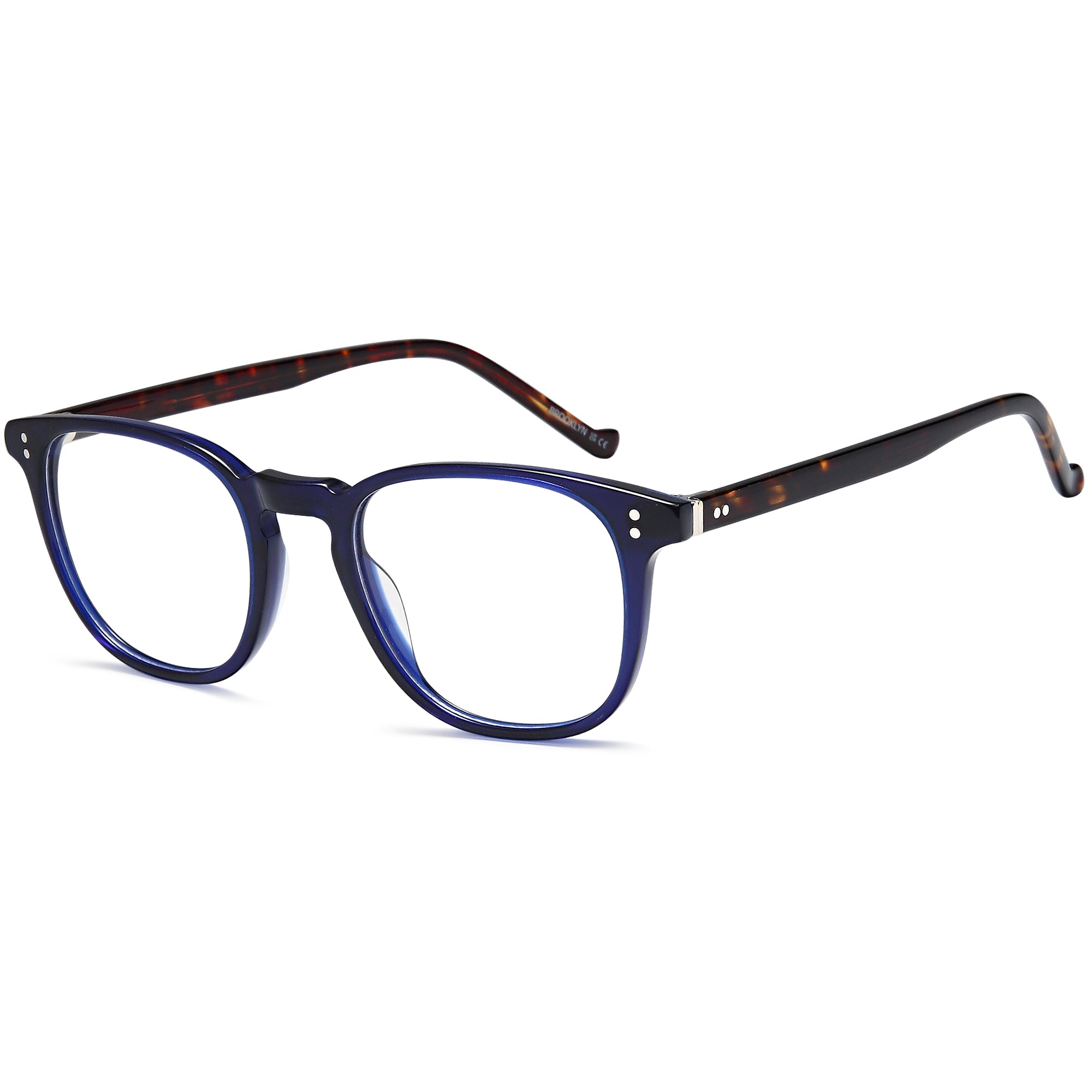 Brooklyn D234 Blue Round Plastic Glasses – Men Full Rim Eyewear